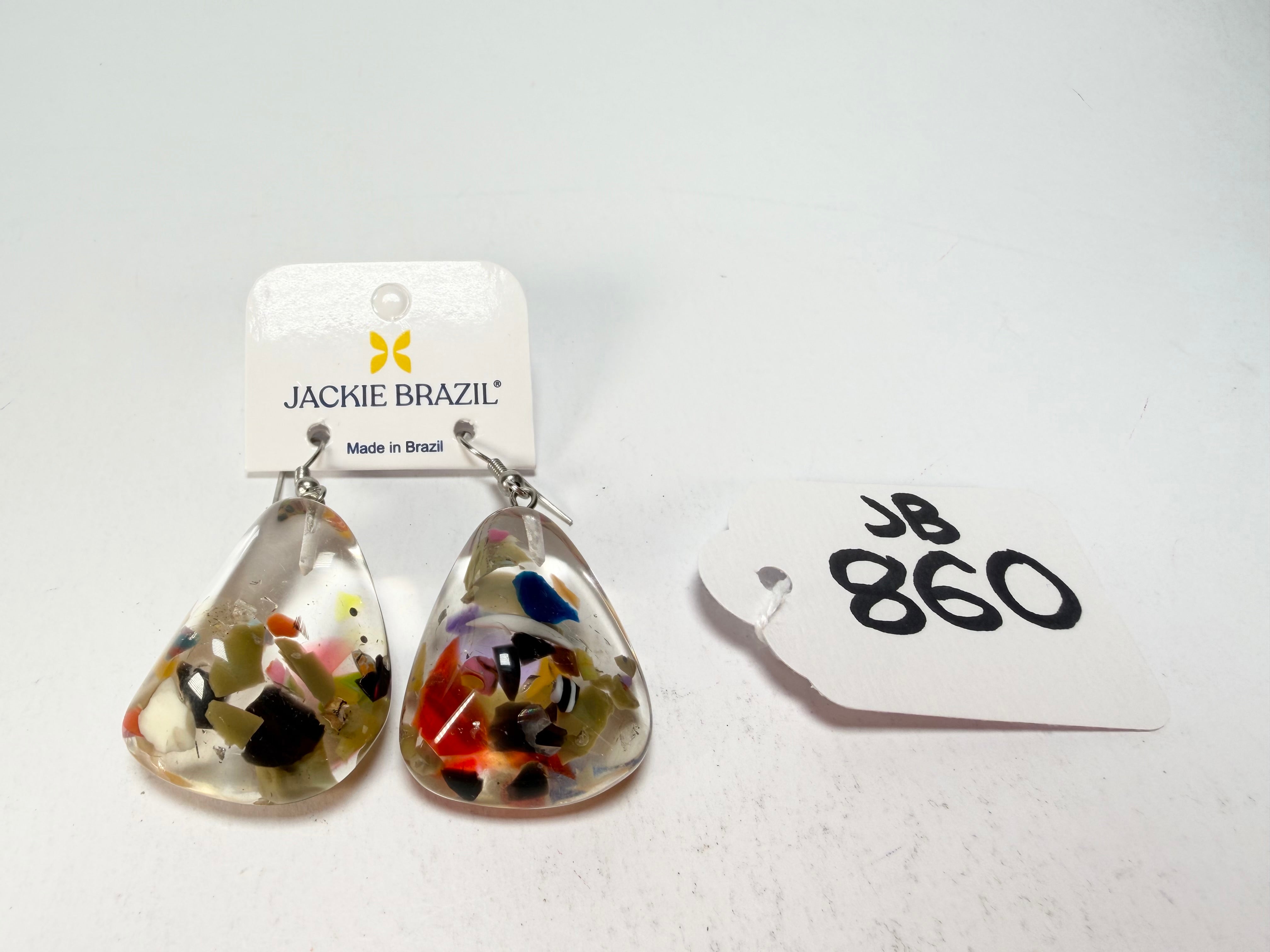 Jackie Brazil "Diamond" Cascade Flinstone on Hook Resin Earrings ( E0700 )