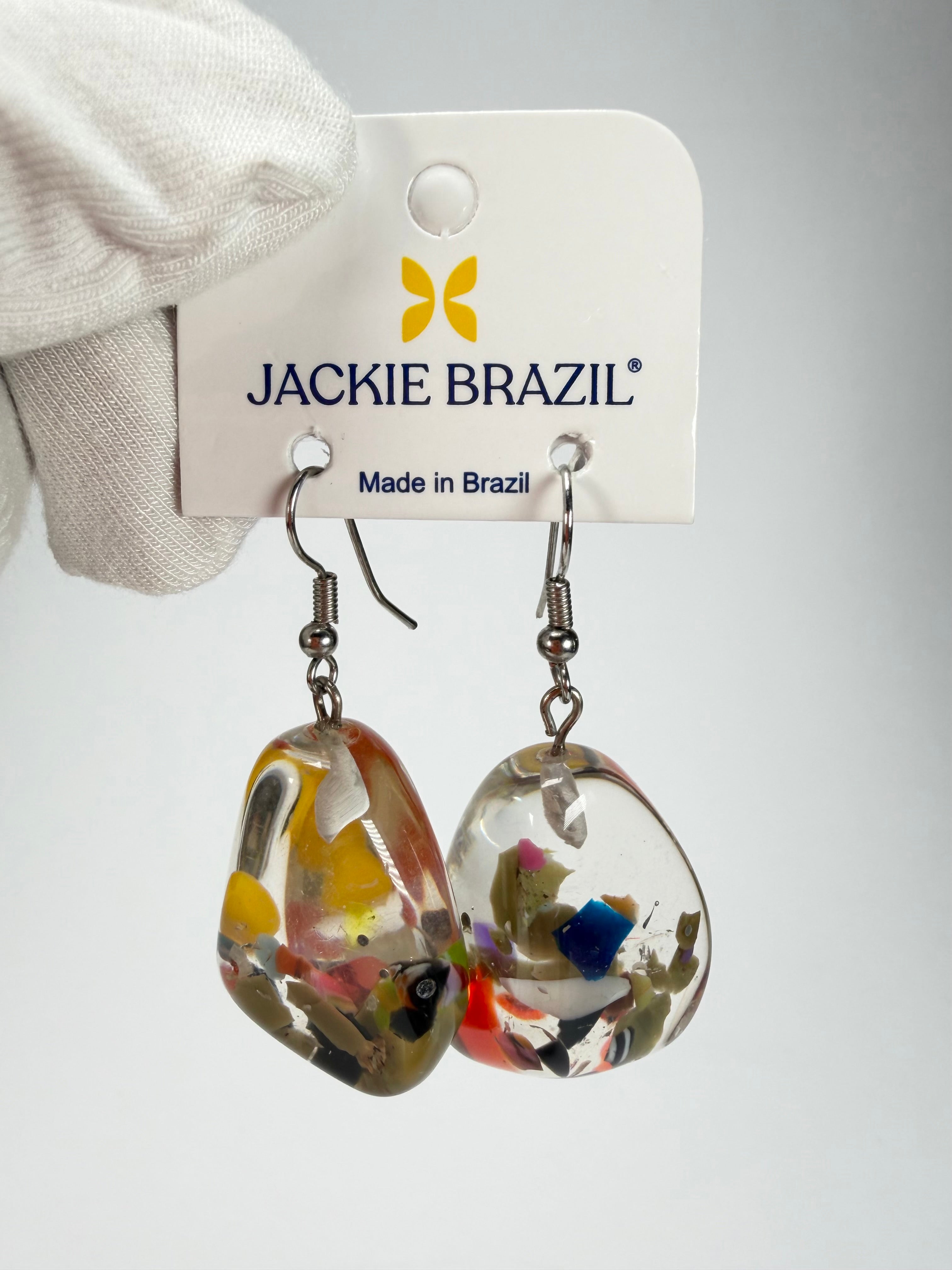 Jackie Brazil "Diamond" Cascade Flinstone on Hook Resin Earrings ( E0700 )