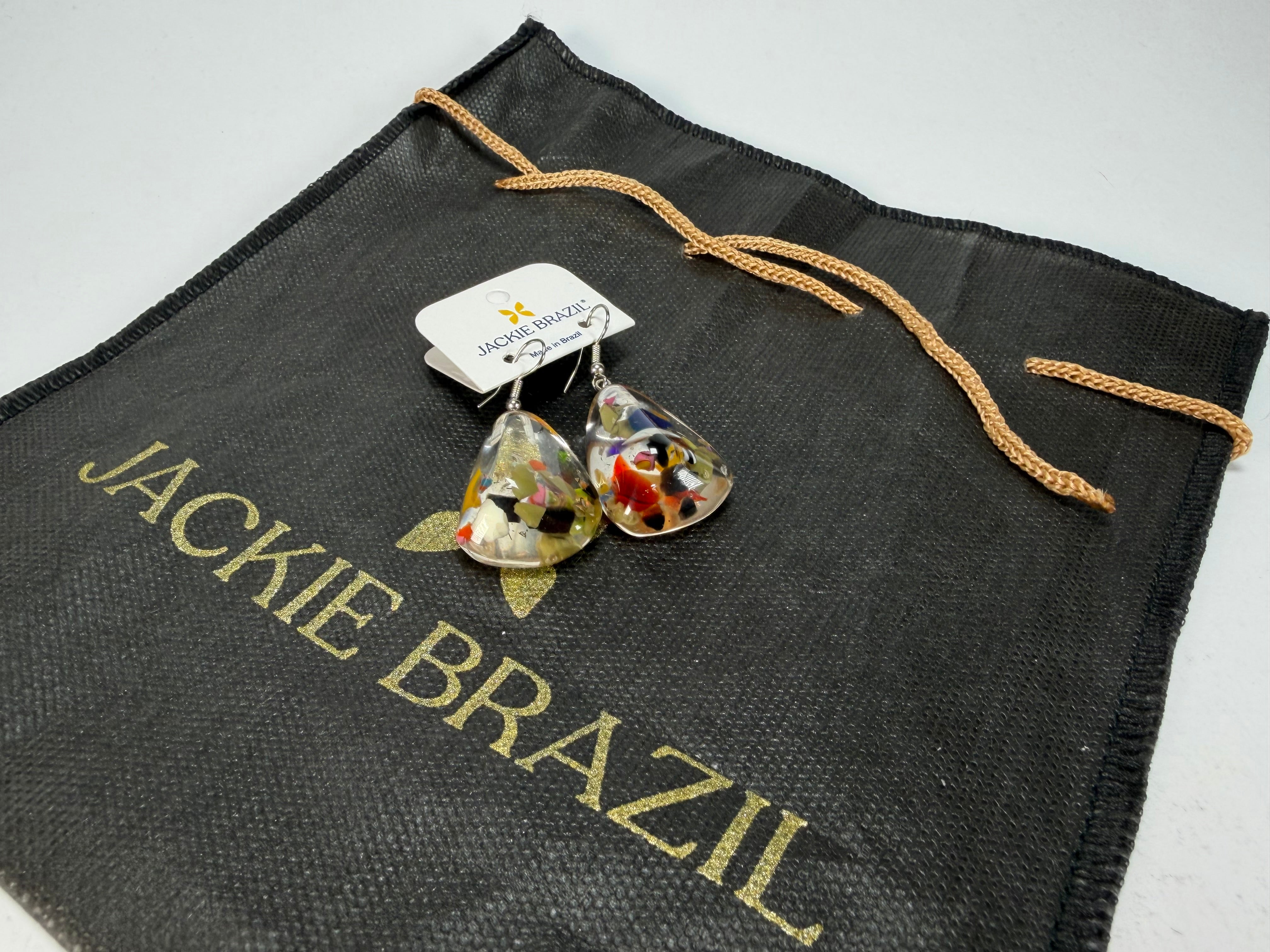 Jackie Brazil "Diamond" Cascade Flinstone on Hook Resin Earrings ( E0700 )