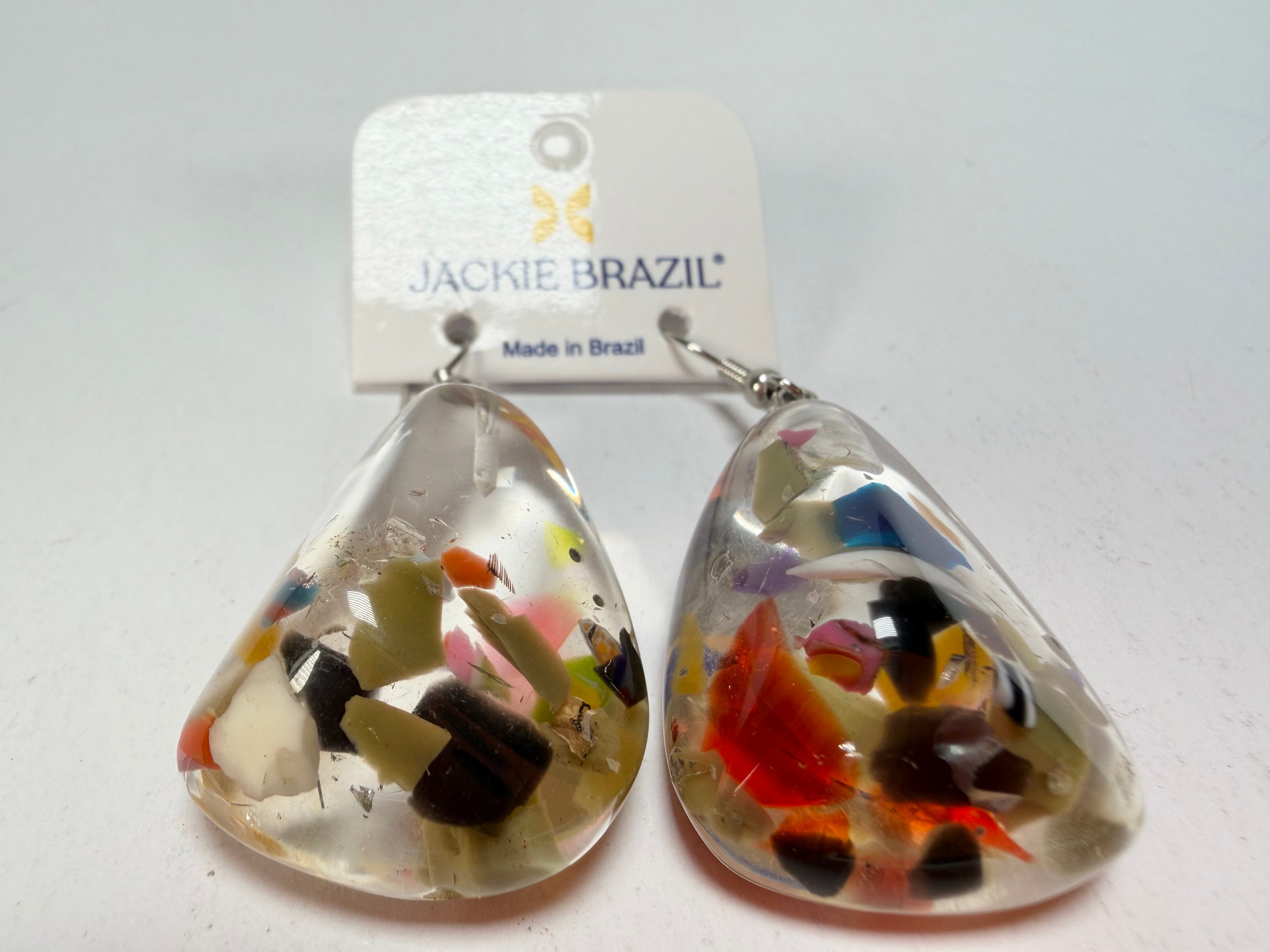 Jackie Brazil "Diamond" Cascade Flinstone on Hook Resin Earrings ( E0700 )