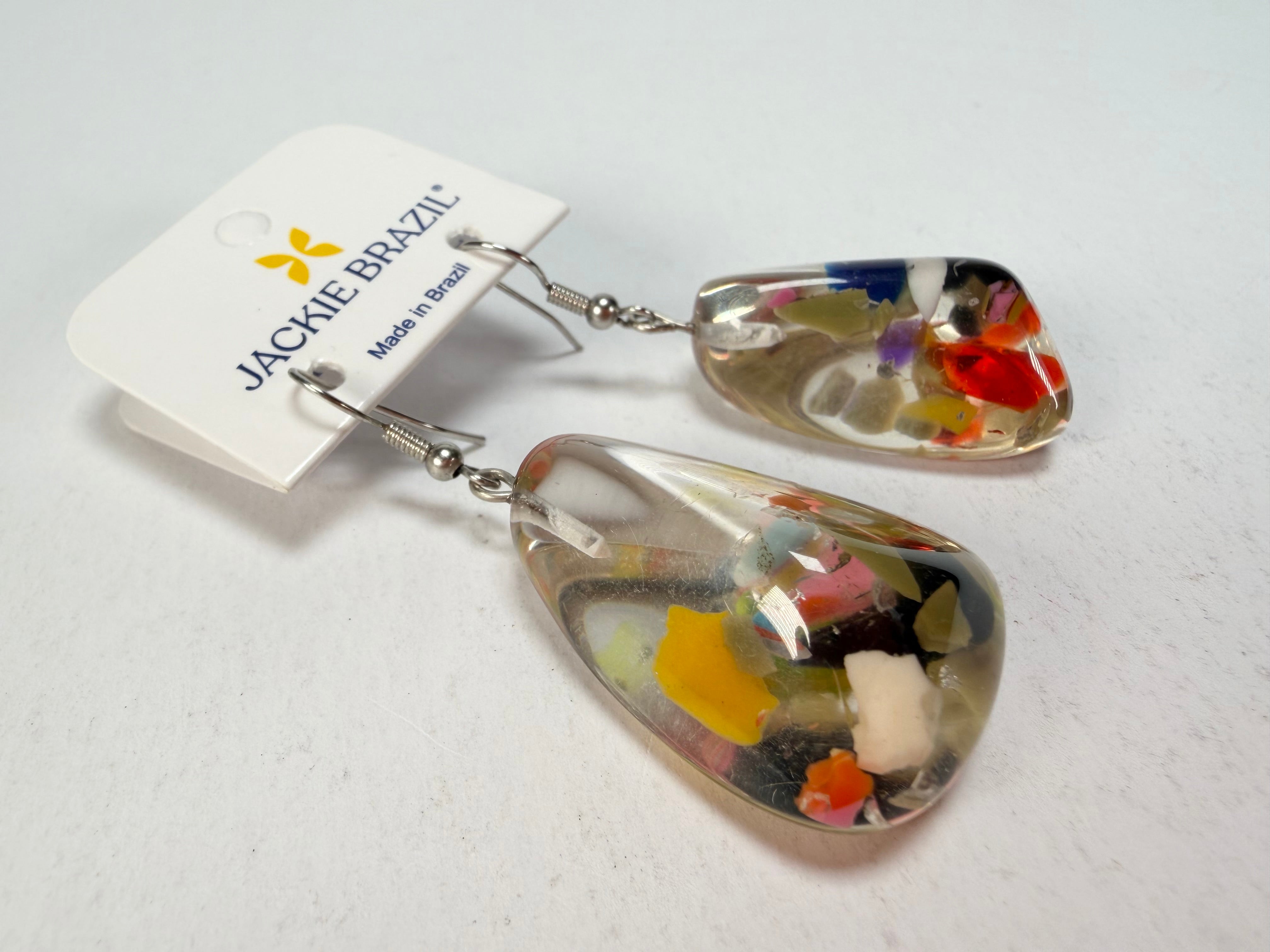 Jackie Brazil "Diamond" Cascade Flinstone on Hook Resin Earrings ( E0700 )