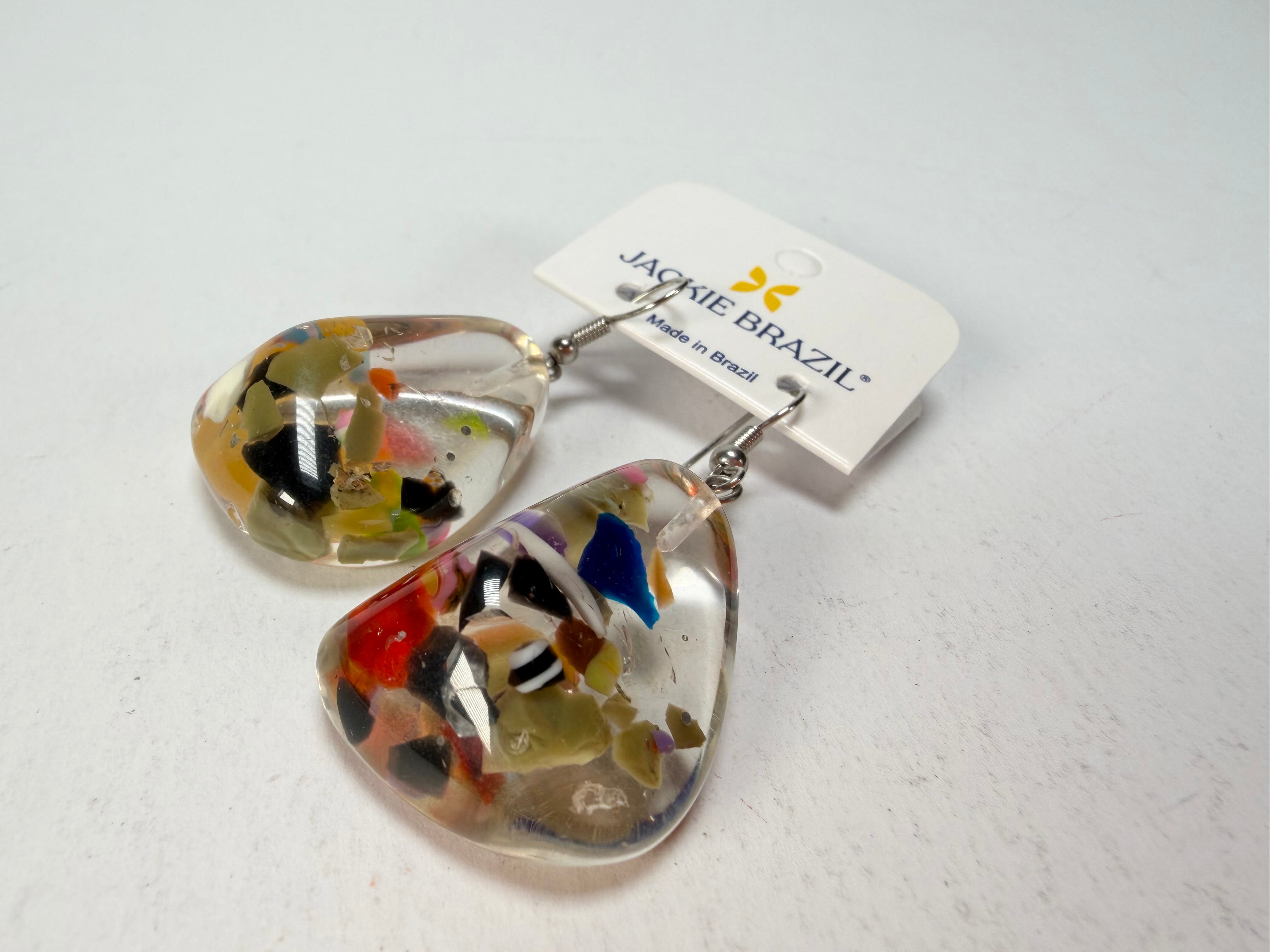 Jackie Brazil "Diamond" Cascade Flinstone on Hook Resin Earrings ( E0700 )