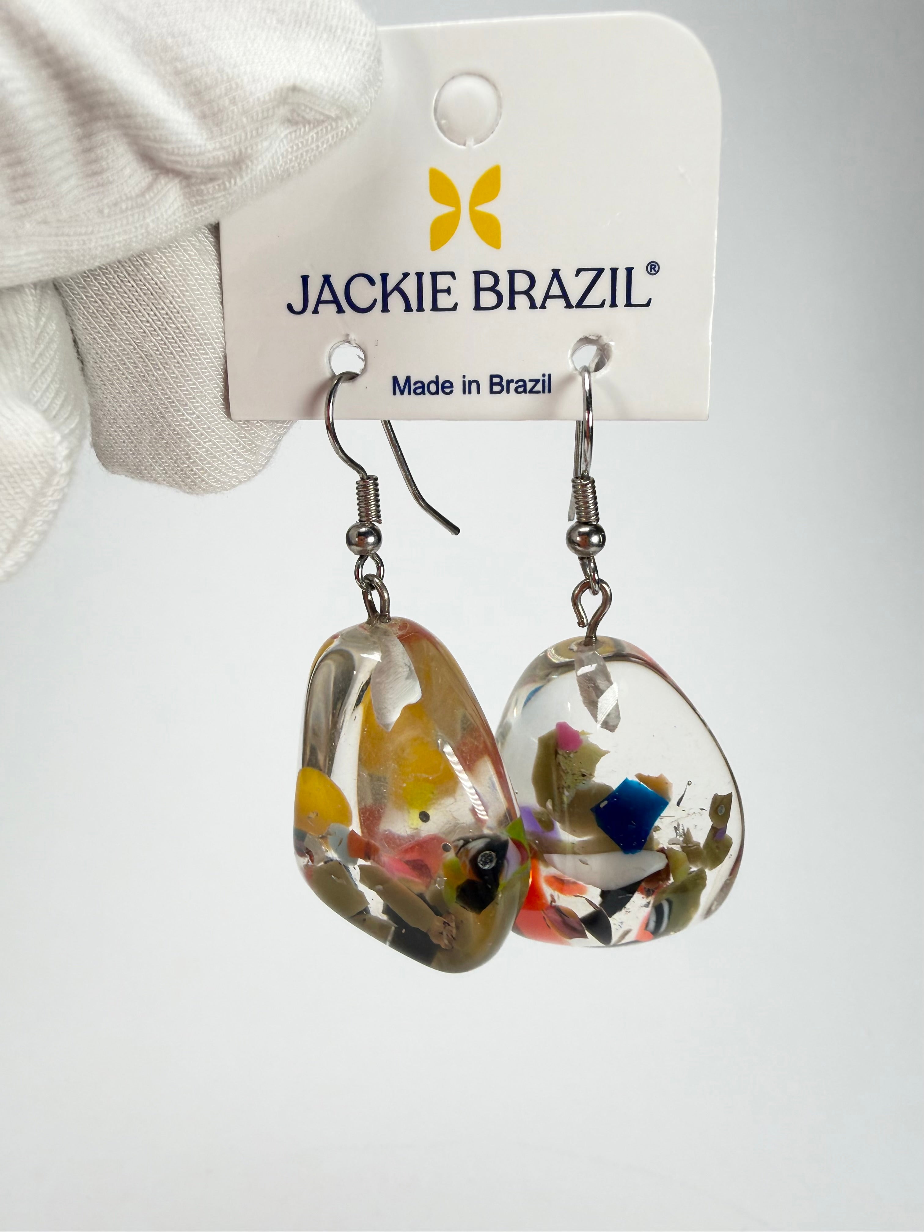 Jackie Brazil "Diamond" Cascade Flinstone on Hook Resin Earrings ( E0700 )