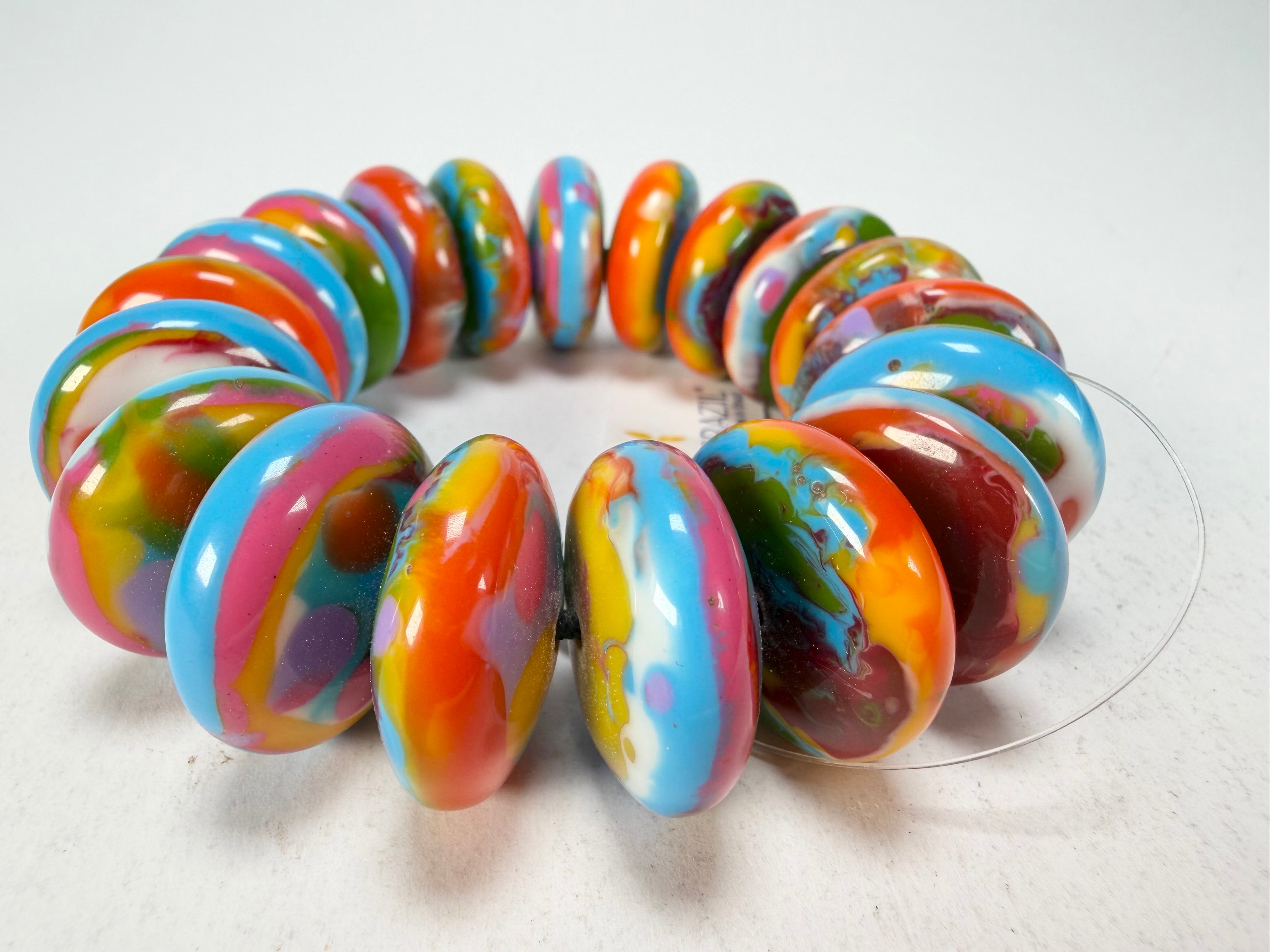 Jackie Brazil "Ana" Kandinsky Elasticated Wheels Resin Bracelet ( B0910 )
