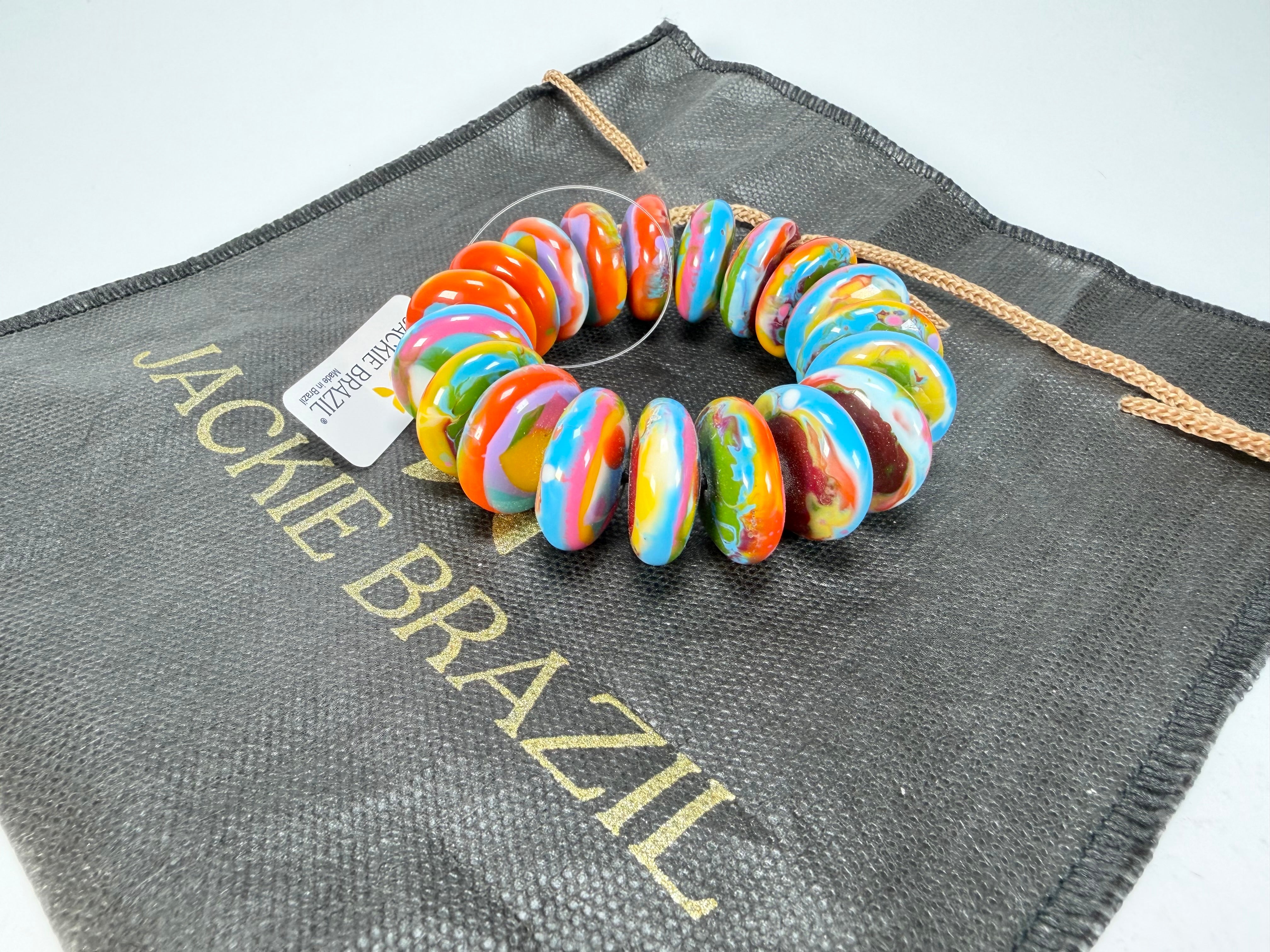 Jackie Brazil "Ana" Kandinsky Elasticated Wheels Resin Bracelet ( B0910 )