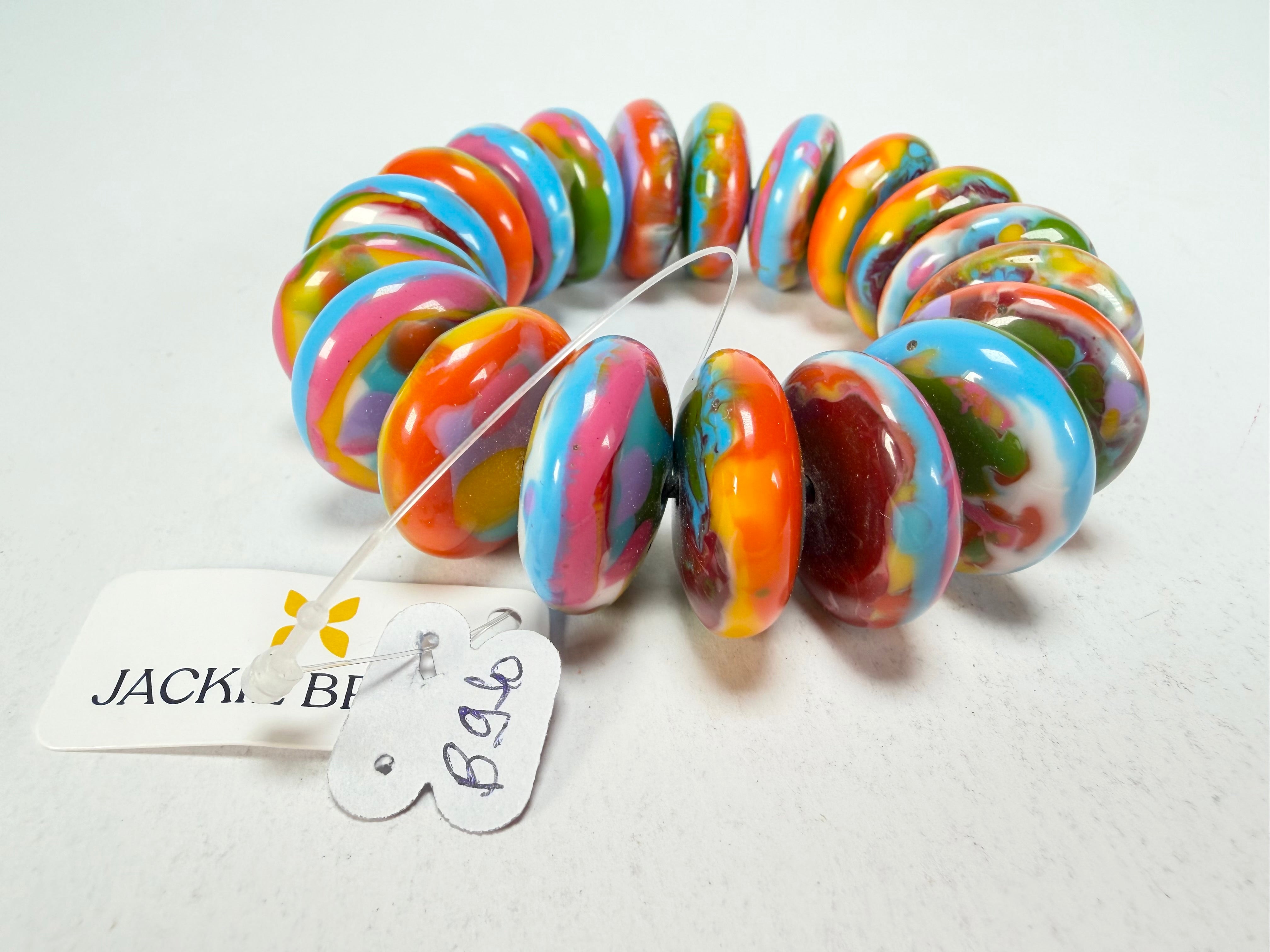 Jackie Brazil "Ana" Kandinsky Elasticated Wheels Resin Bracelet ( B0910 )