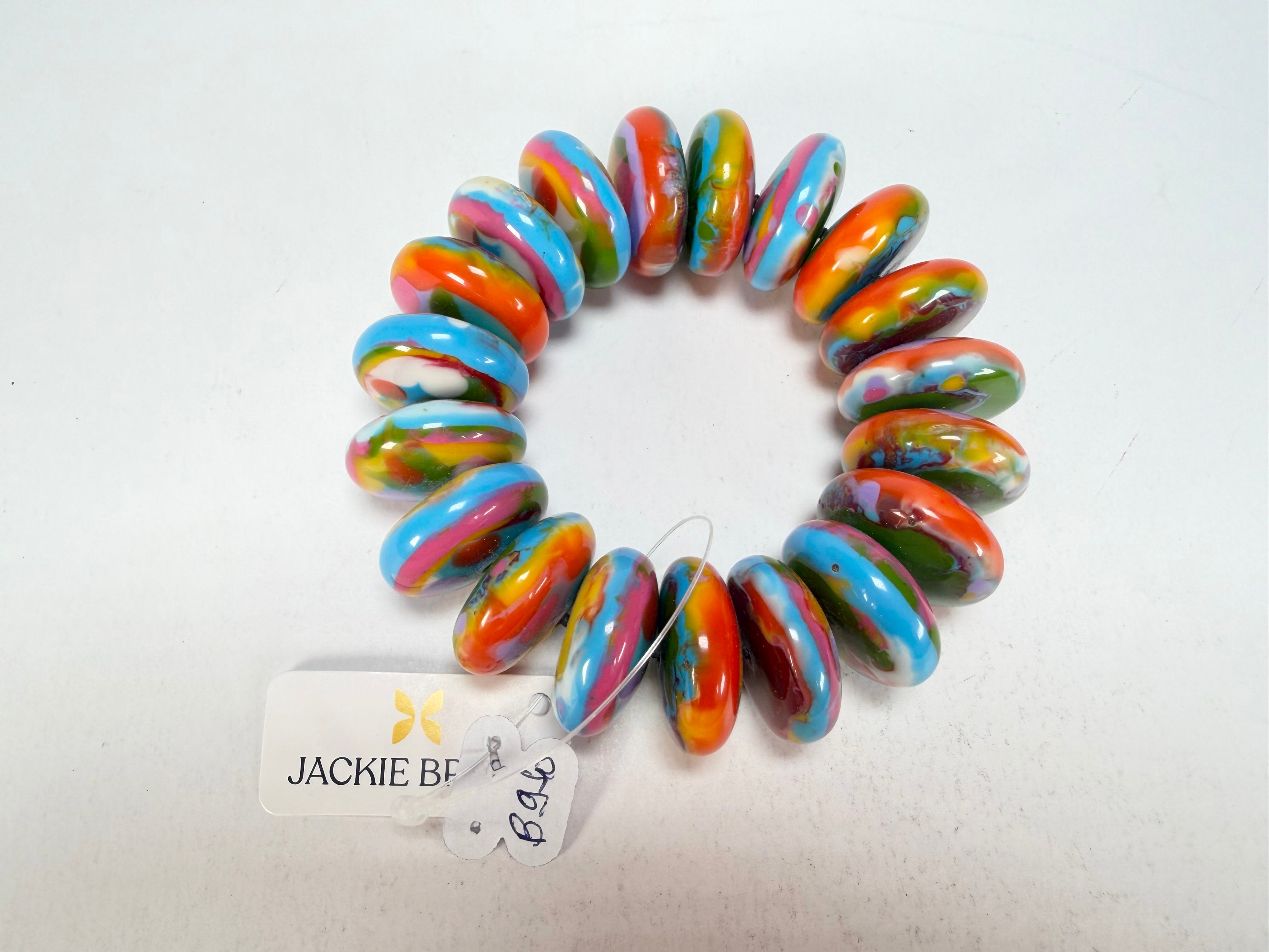 Jackie Brazil "Ana" Kandinsky Elasticated Wheels Resin Bracelet ( B0910 )