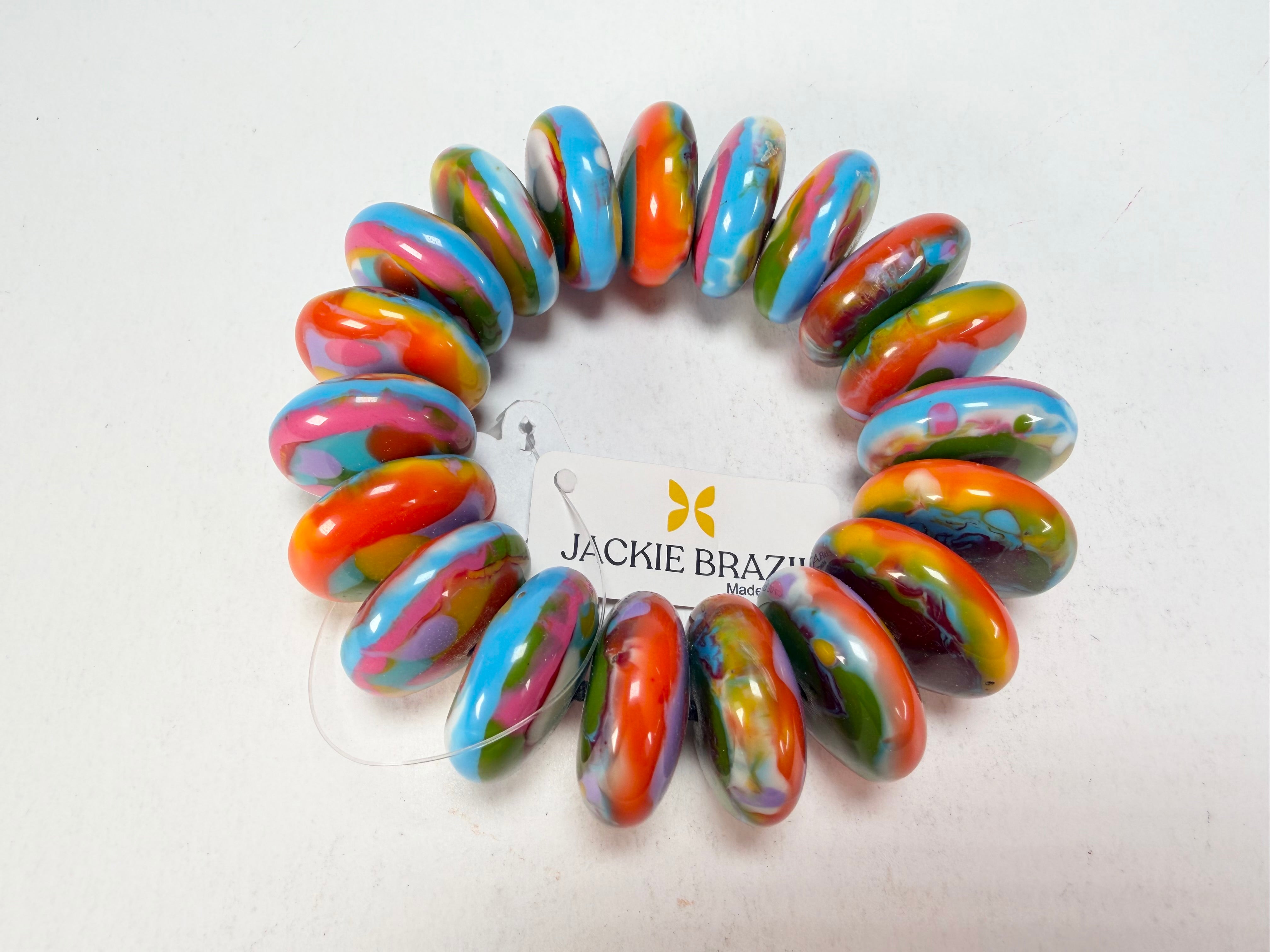 Jackie Brazil "Ana" Kandinsky Elasticated Wheels Resin Bracelet ( B0910 )