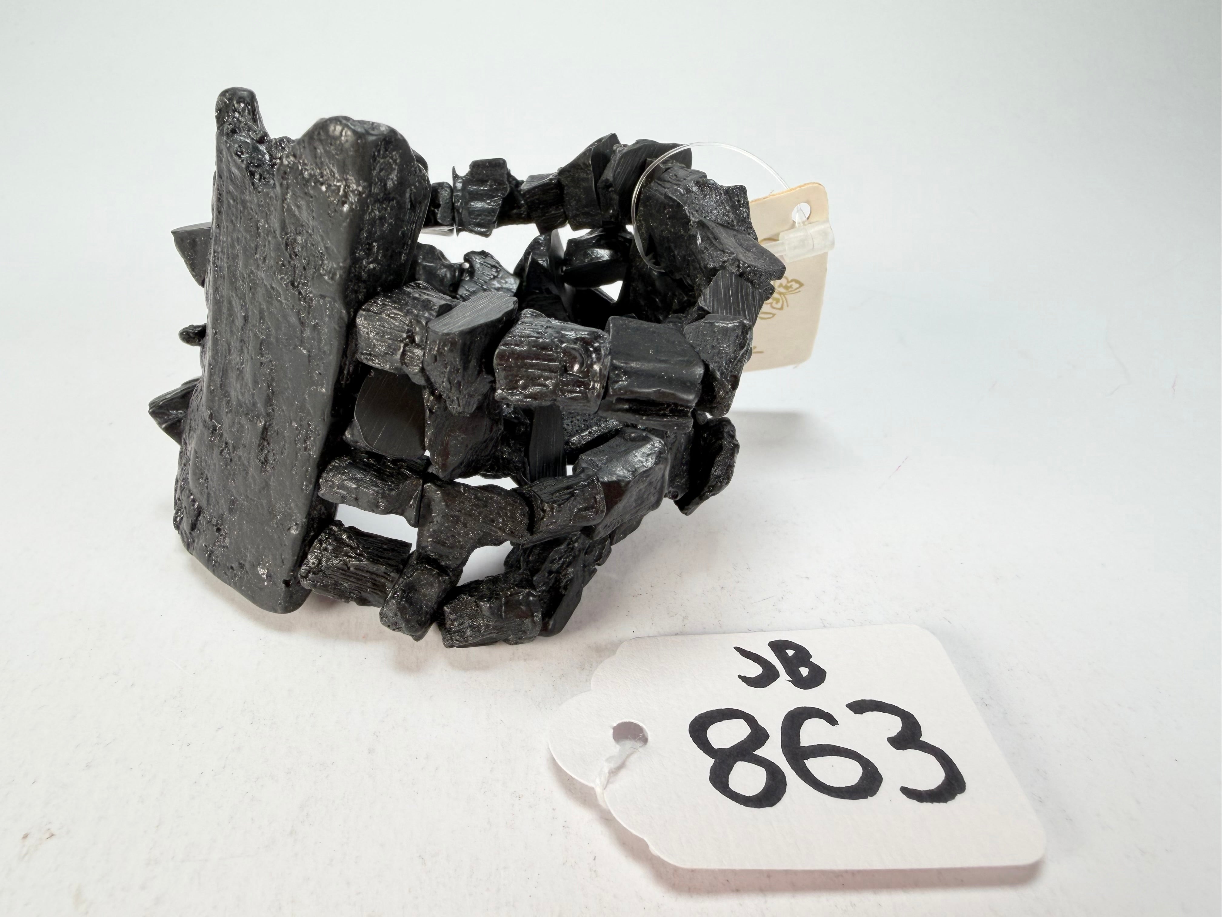 Jackie Brazil "4 Row w/ Feature Plate" Charcoal Resin Bracelet ( B2732 )