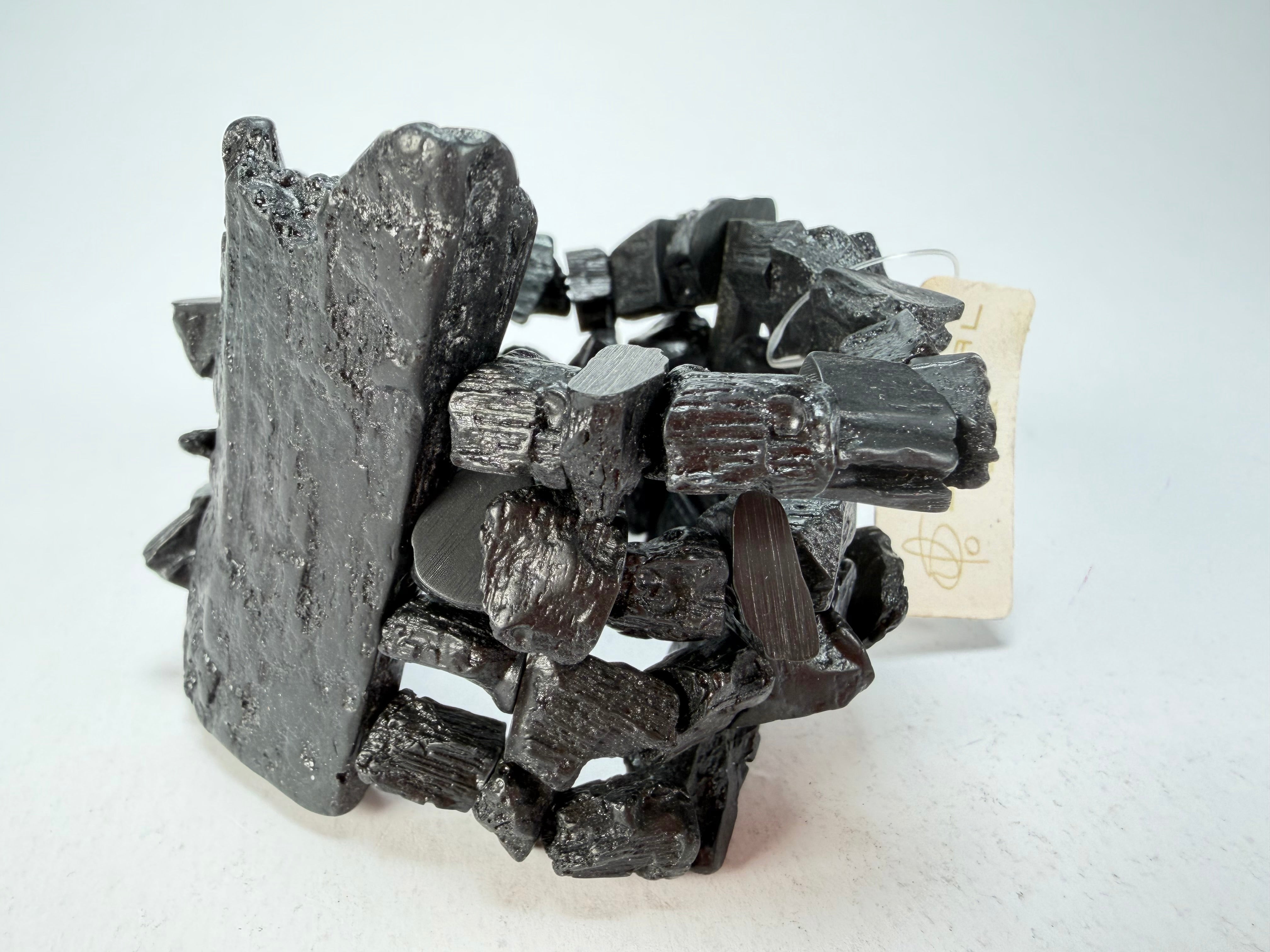 Jackie Brazil "4 Row w/ Feature Plate" Charcoal Resin Bracelet ( B2732 )