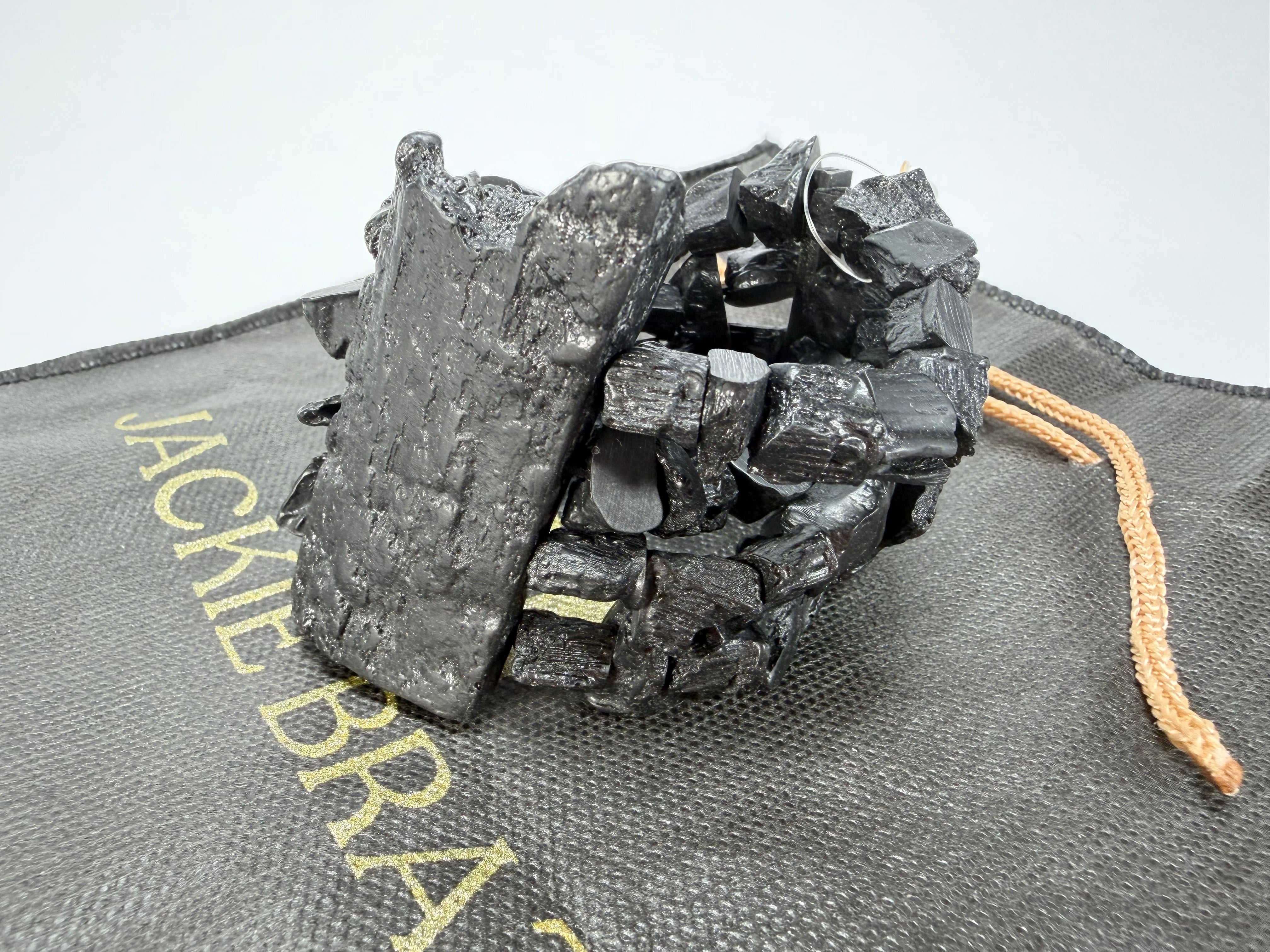 Jackie Brazil "4 Row w/ Feature Plate" Charcoal Resin Bracelet ( B2732 )