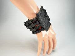 Jackie Brazil "4 Row w/ Feature Plate" Charcoal Resin Bracelet ( B2732 )