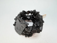 Jackie Brazil "4 Row w/ Feature Plate" Charcoal Resin Bracelet ( B2732 )