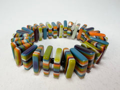 Jackie Brazil "Patricia" Liquorice Squares & Beads Winter Colour Resin Bracelet ( B0192 )