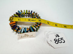 Jackie Brazil "Patricia" Liquorice Squares & Beads Winter Colour Resin Bracelet ( B0192 )
