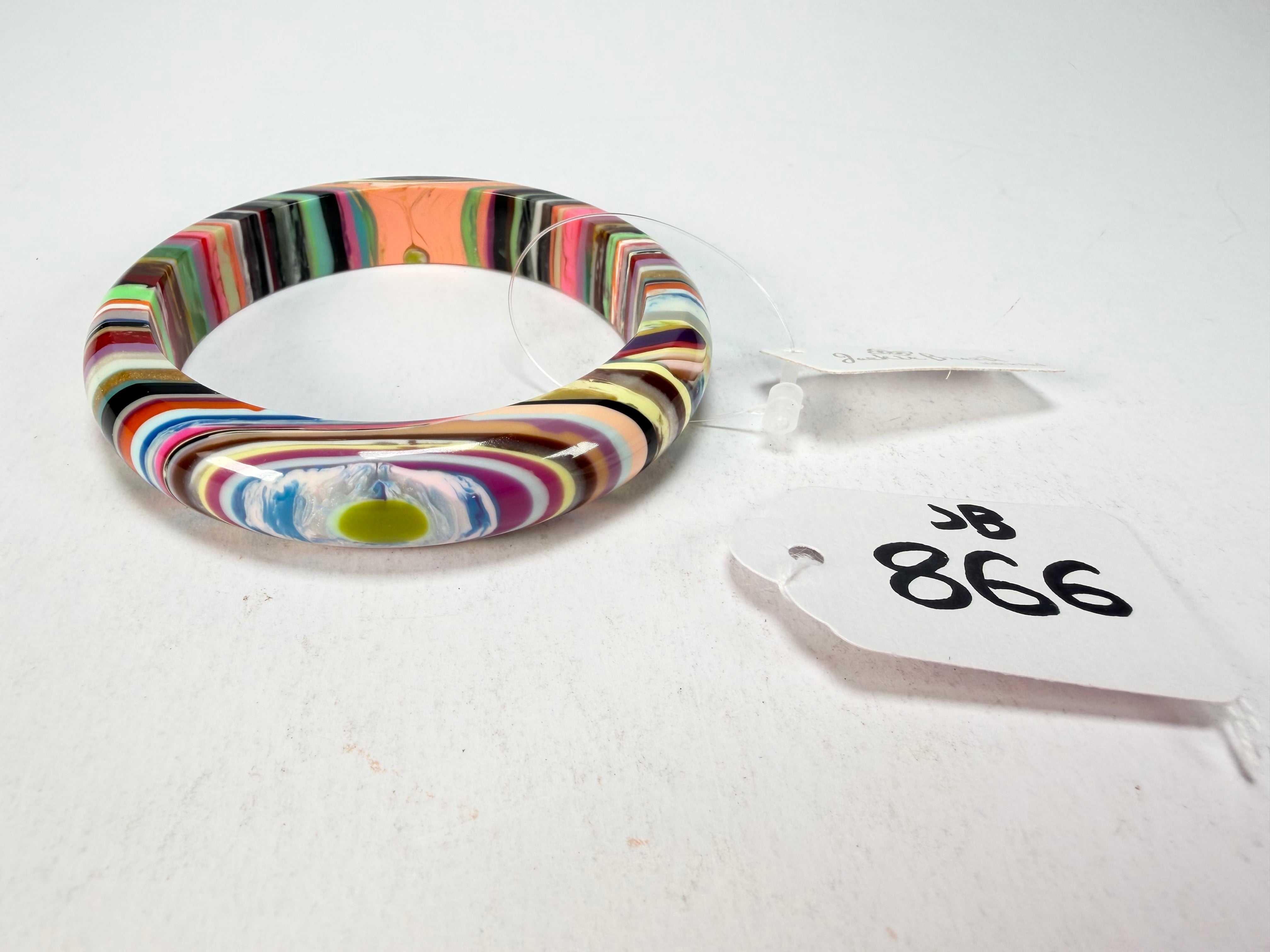 Jackie Brazil "Thin Cat Eye" Liquorice Allsorts with Cat Eye Mix Colours 1.3cm Resin Bangle ( B1151 )