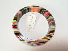 Jackie Brazil "Thin Cat Eye" Liquorice Allsorts with Cat Eye Mix Colours 1.3cm Resin Bangle ( B1151 )