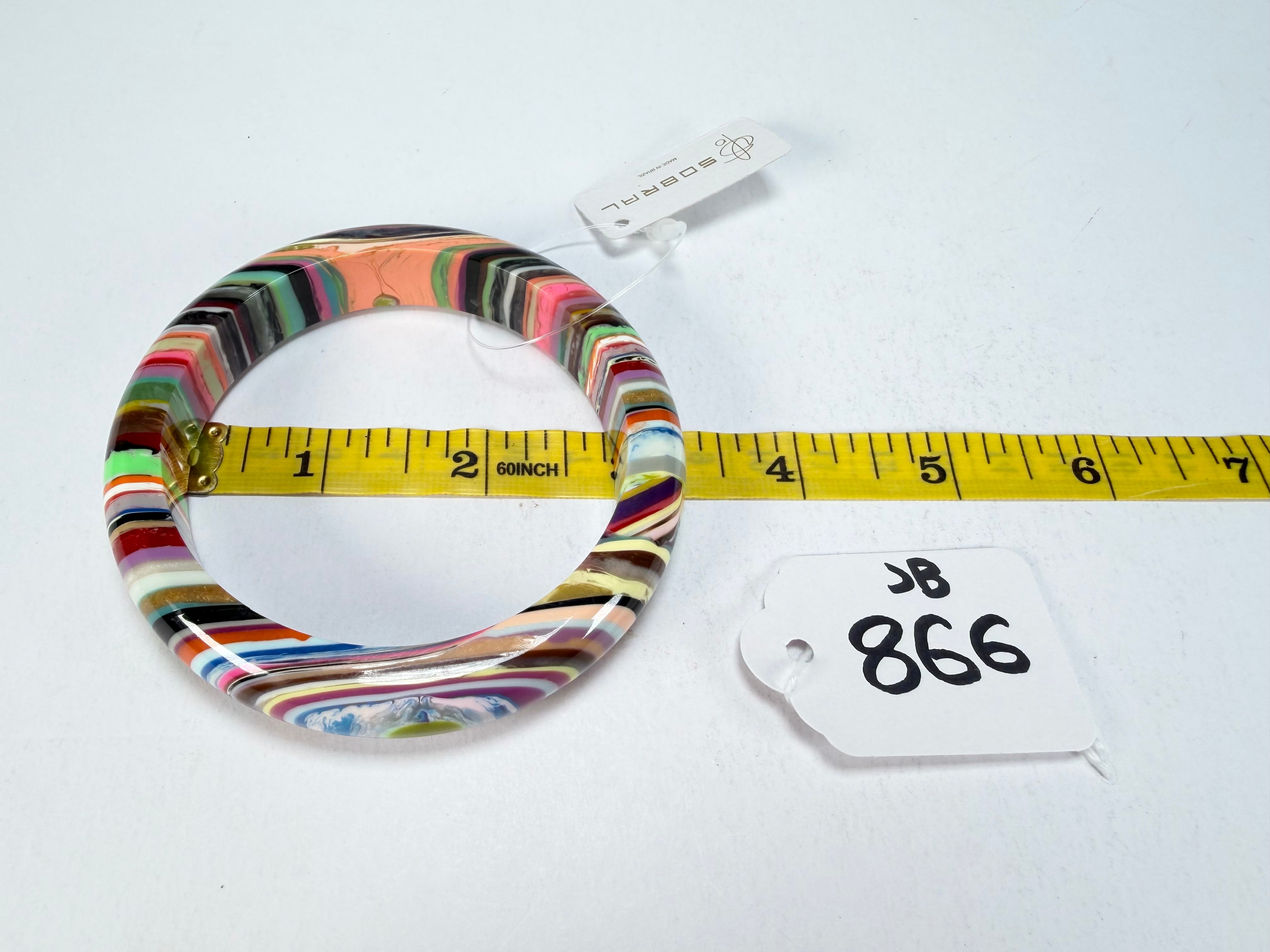 Jackie Brazil "Thin Cat Eye" Liquorice Allsorts with Cat Eye Mix Colours 1.3cm Resin Bangle ( B1151 )