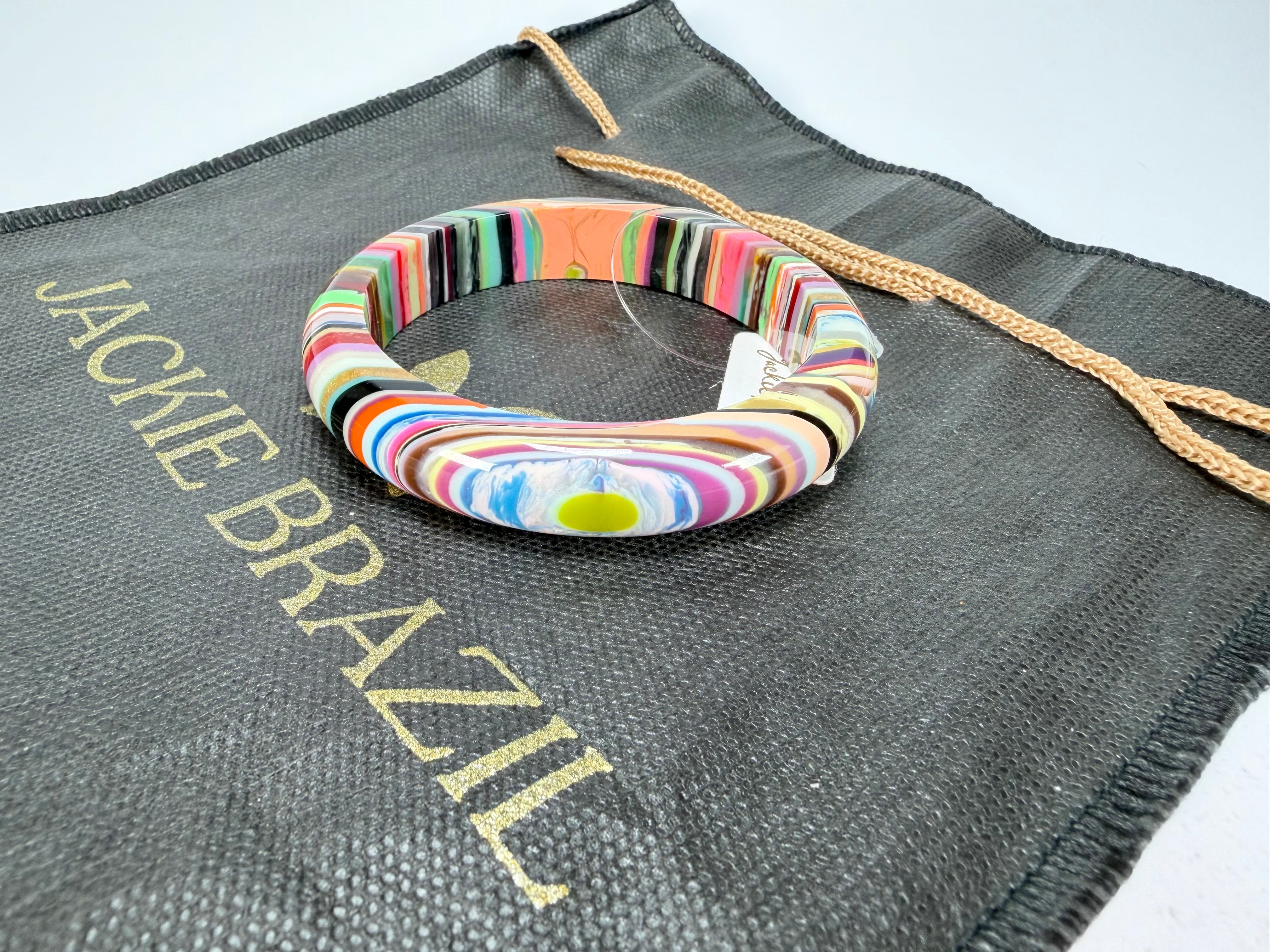 Jackie Brazil "Thin Cat Eye" Liquorice Allsorts with Cat Eye Mix Colours 1.3cm Resin Bangle ( B1151 )