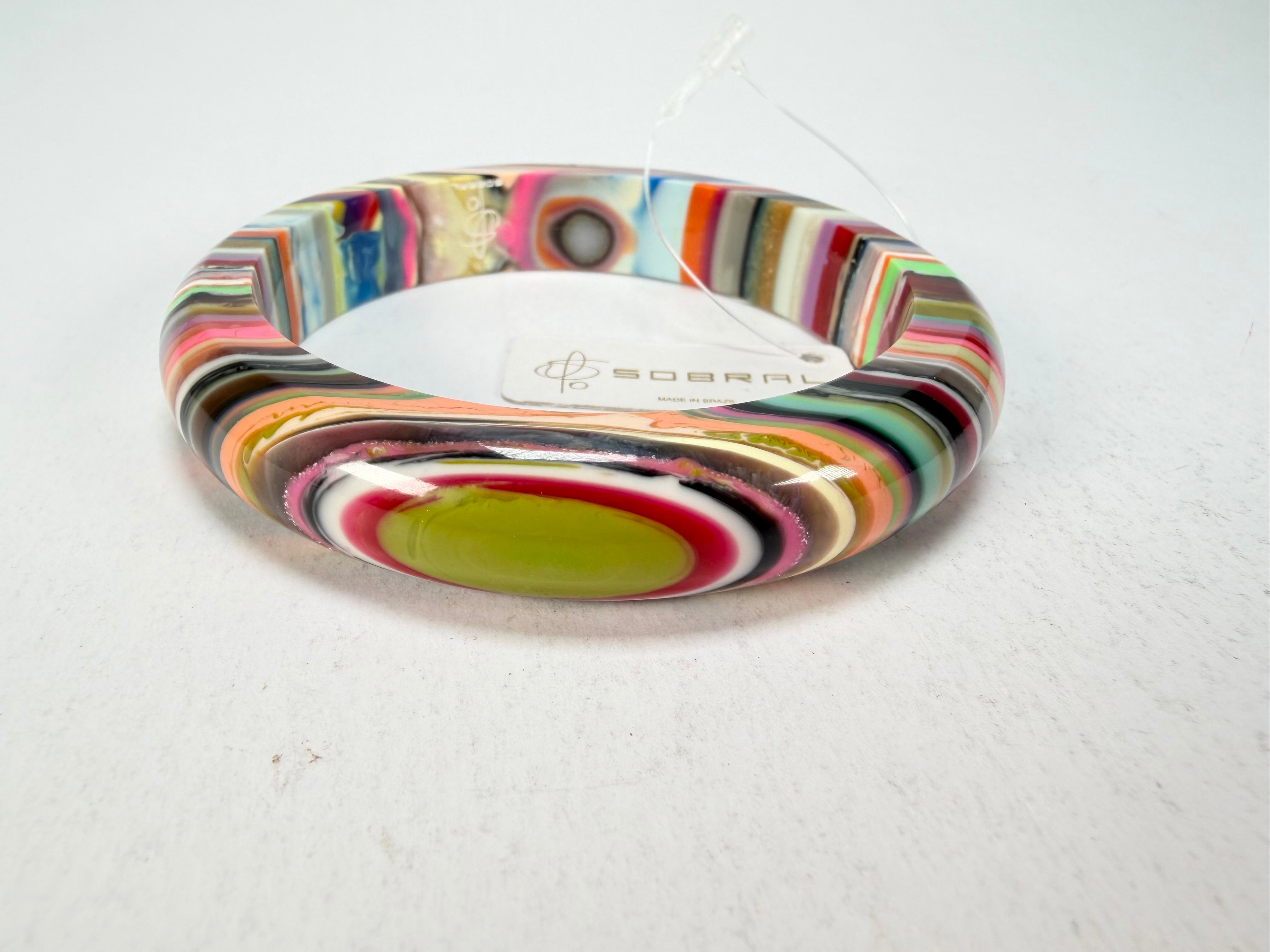 Jackie Brazil "Thin Cat Eye" Liquorice Allsorts with Cat Eye Mix Colours 1.3cm Resin Bangle ( B1151 )