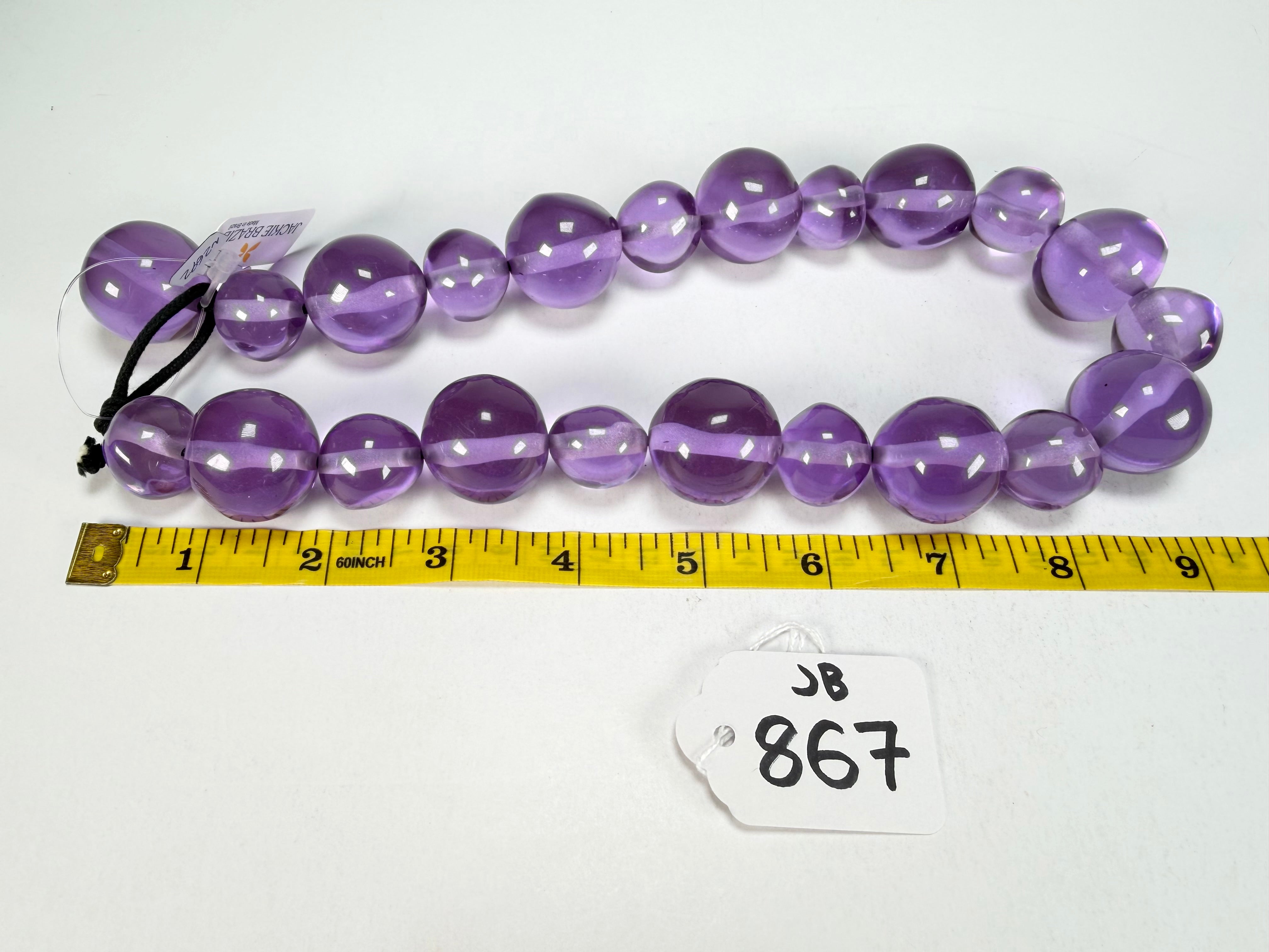 Jackie Brazil "Large Spheres" Transparent Purple Mix Short Abstract Necklace 50cm ( N2692 )