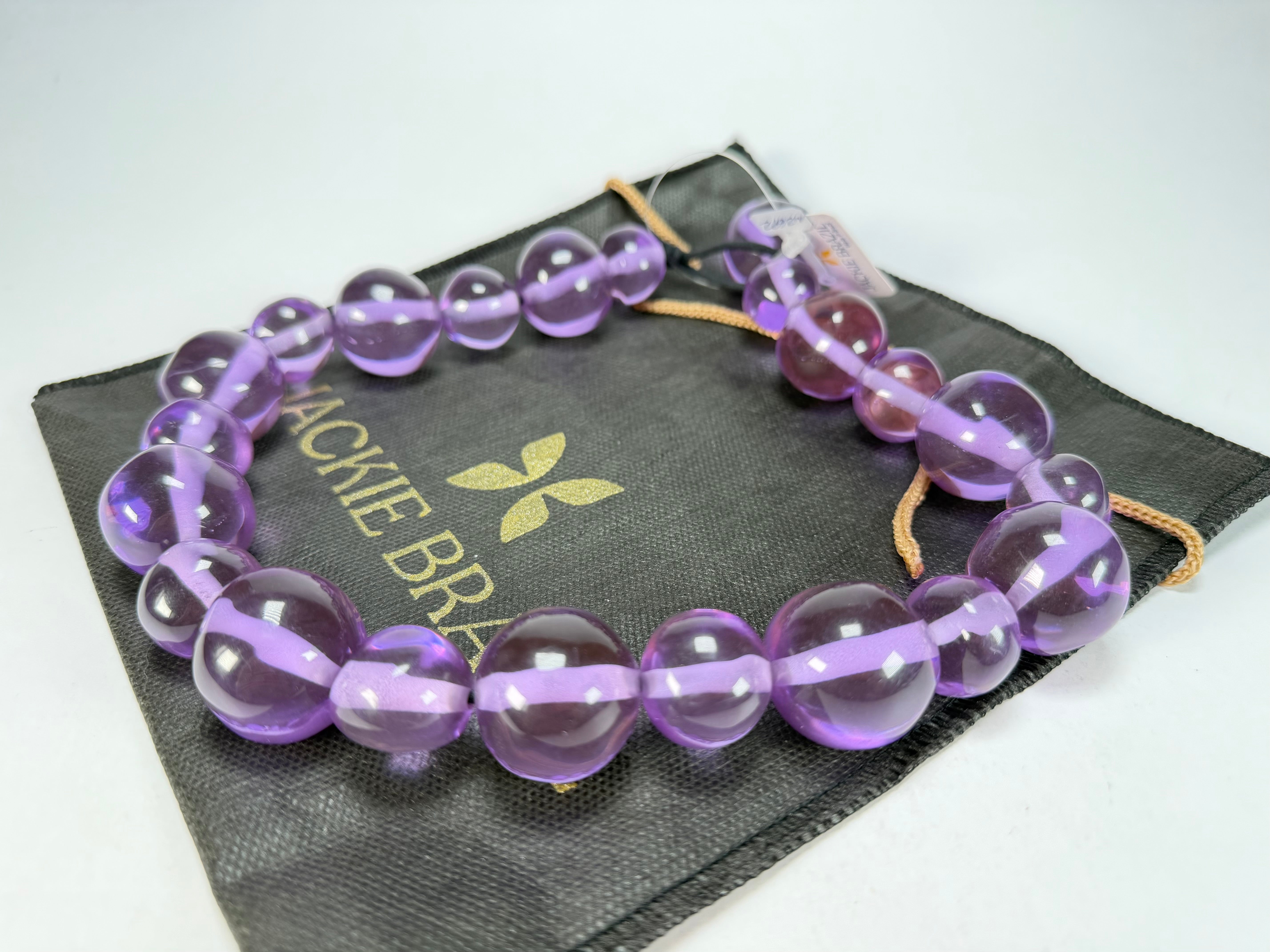 Jackie Brazil "Large Spheres" Transparent Purple Mix Short Abstract Necklace 50cm ( N2692 )