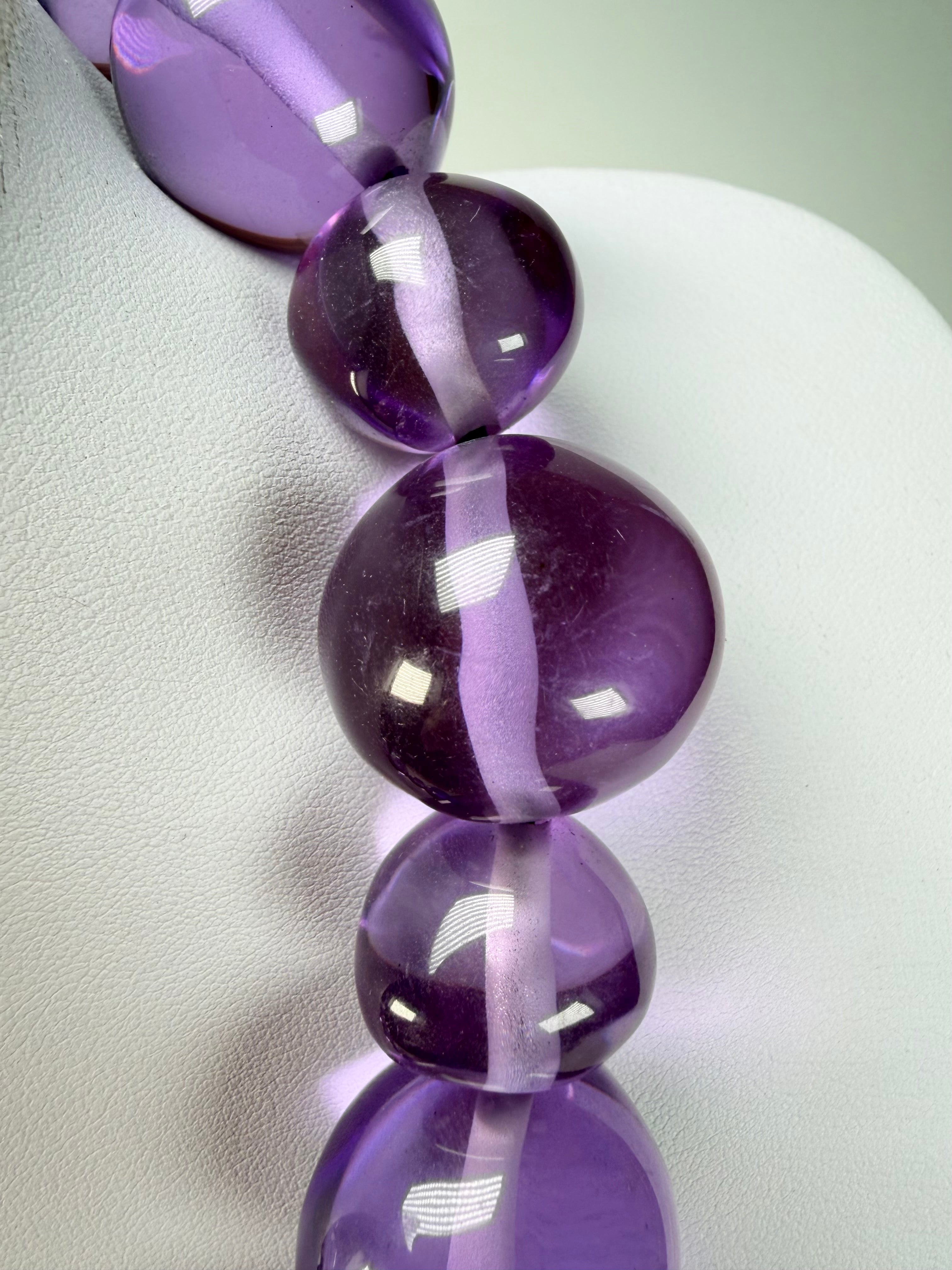 Jackie Brazil "Large Spheres" Transparent Purple Mix Short Abstract Necklace 50cm ( N2692 )
