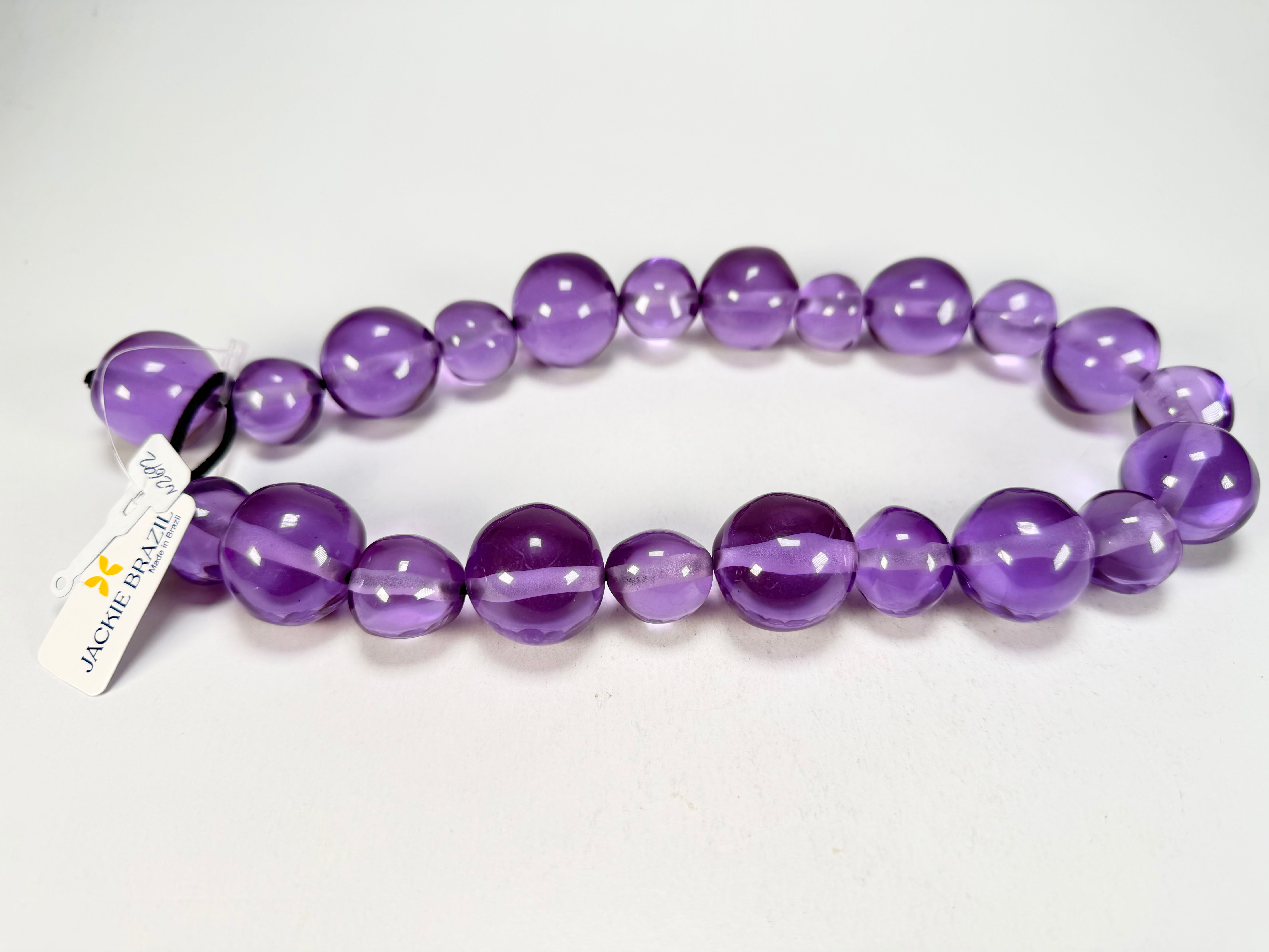 Jackie Brazil "Large Spheres" Transparent Purple Mix Short Abstract Necklace 50cm ( N2692 )