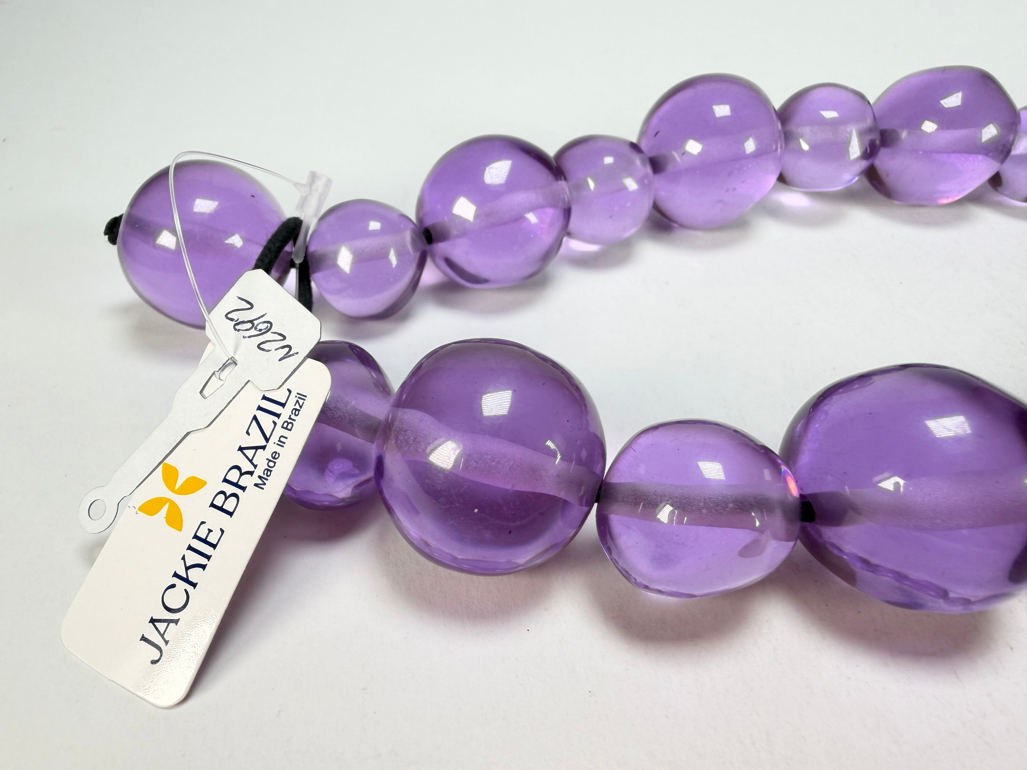 Jackie Brazil "Large Spheres" Transparent Purple Mix Short Abstract Necklace 50cm ( N2692 )