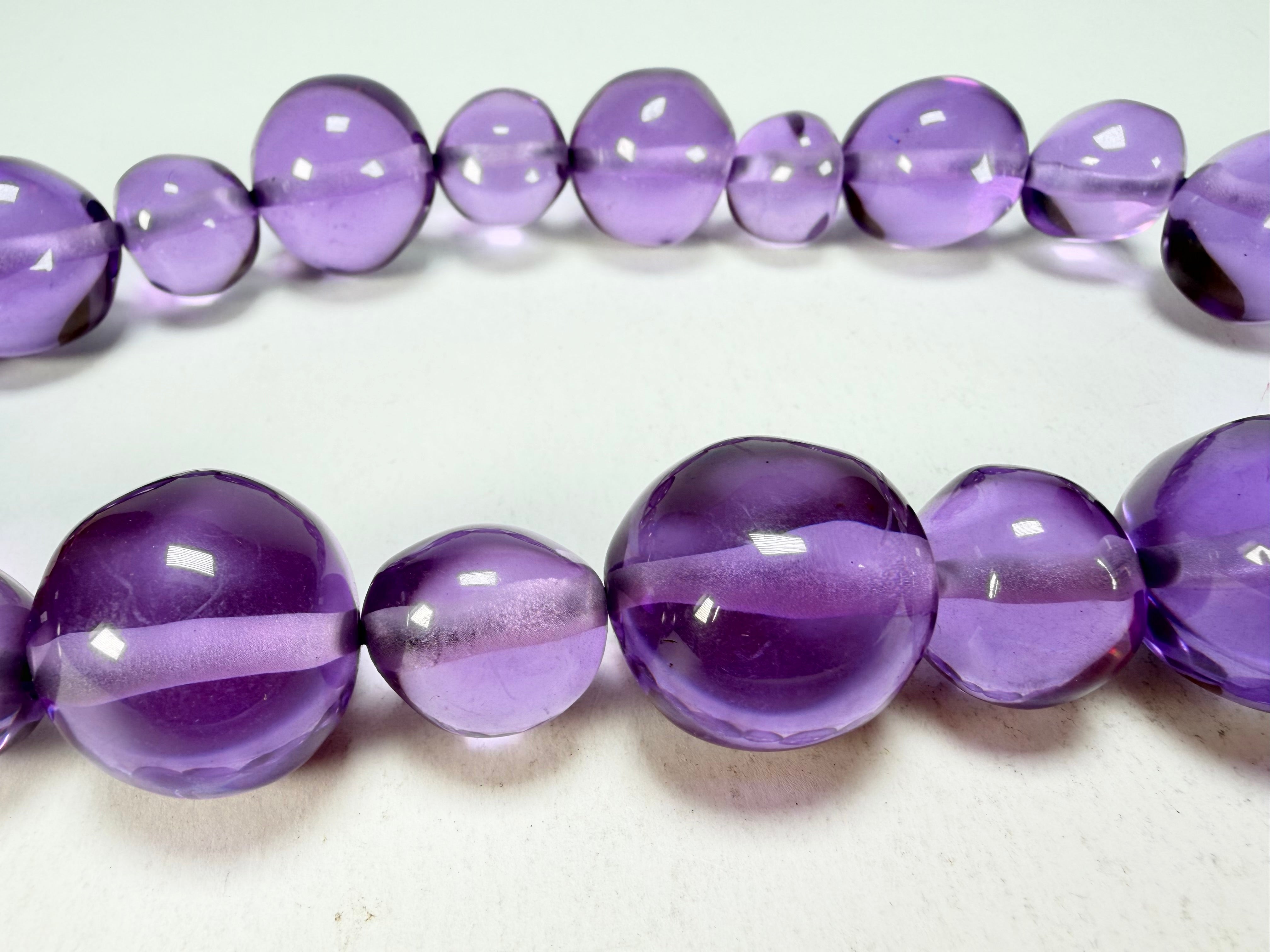 Jackie Brazil "Large Spheres" Transparent Purple Mix Short Abstract Necklace 50cm ( N2692 )