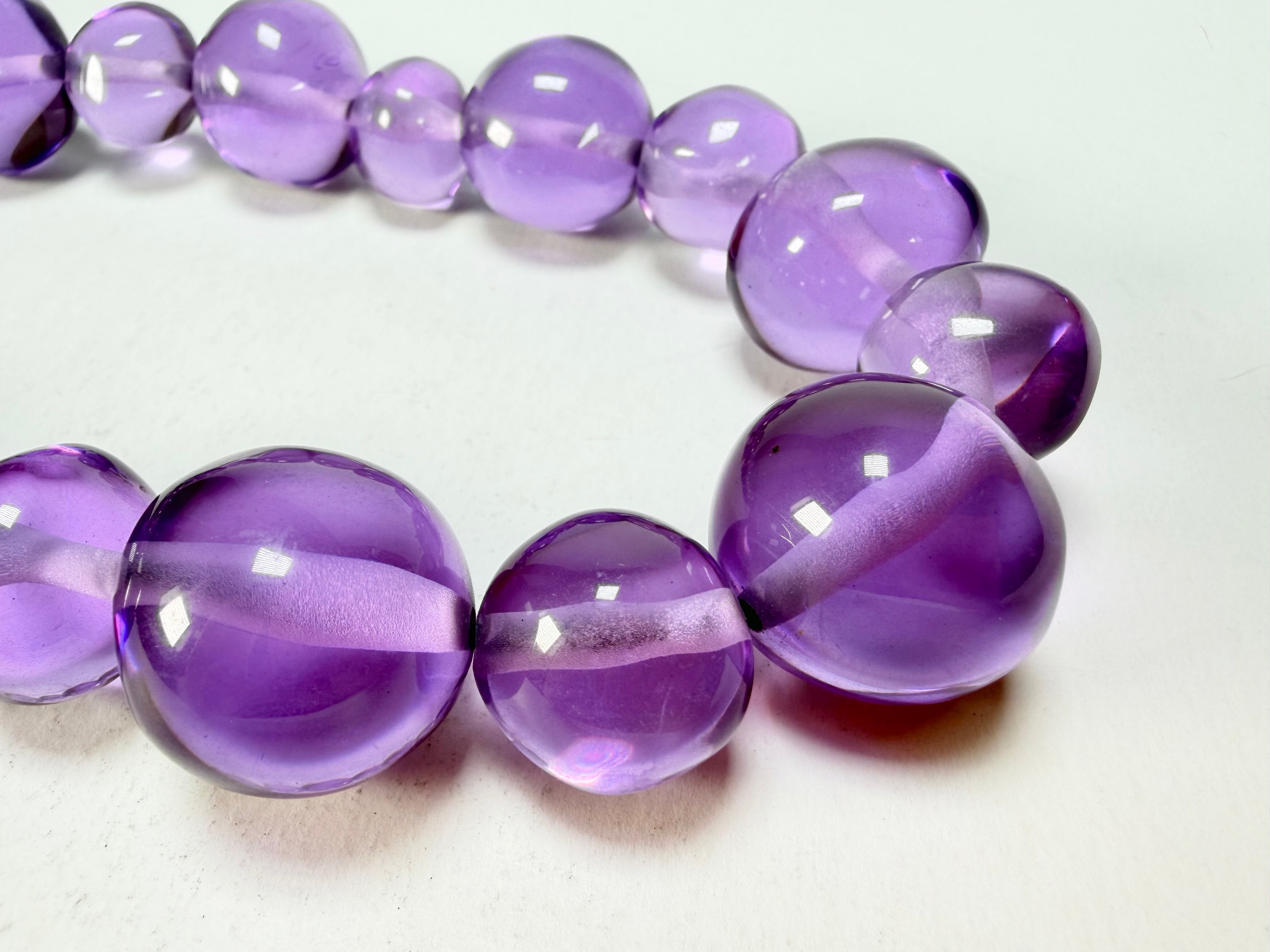 Jackie Brazil "Large Spheres" Transparent Purple Mix Short Abstract Necklace 50cm ( N2692 )