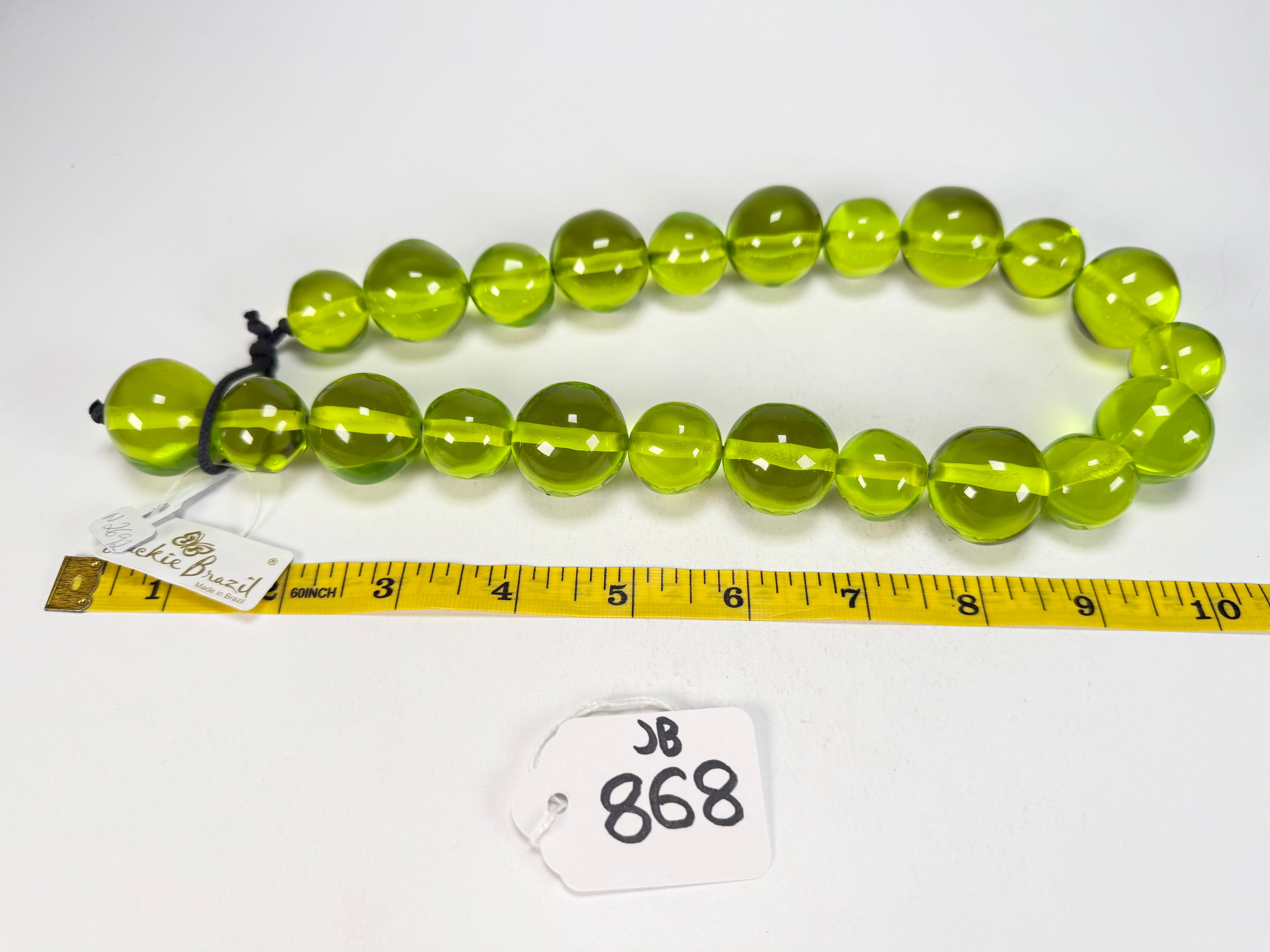 Jackie Brazil "Large Spheres" Transparent Green Mix Short Abstract Necklace 50cm ( N2692 )