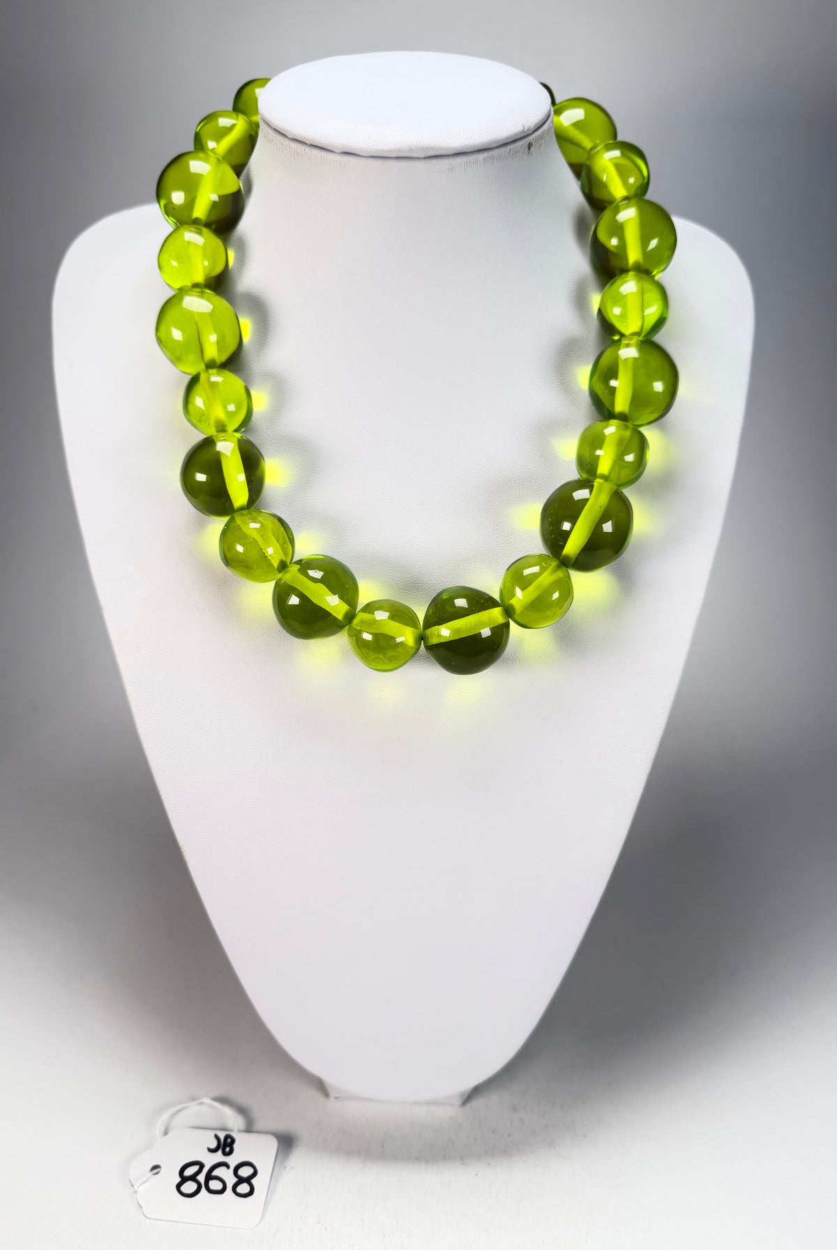 Jackie Brazil "Large Spheres" Transparent Green Mix Short Abstract Necklace 50cm ( N2692 )