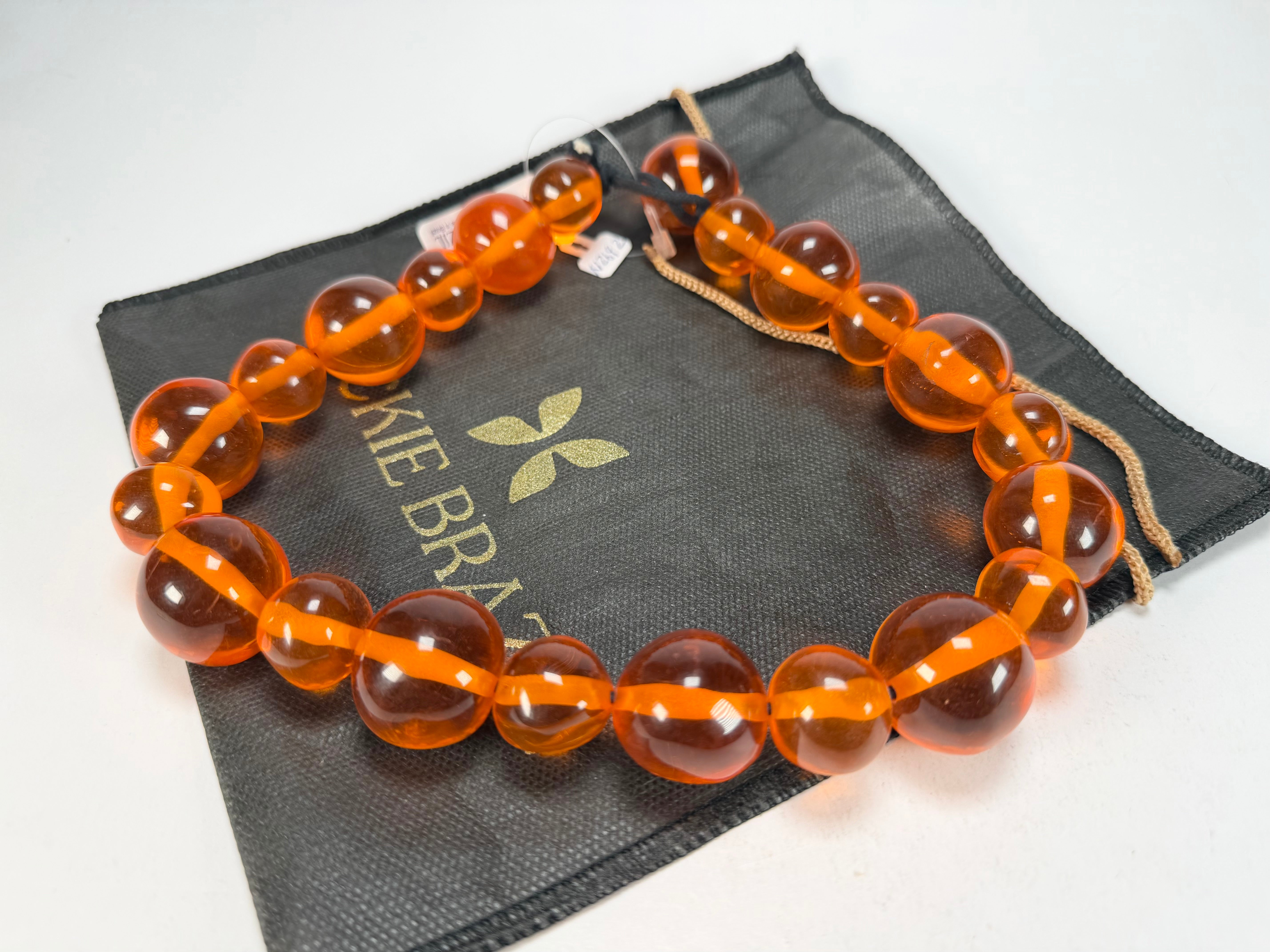 Jackie Brazil "Large Spheres" Transparent Orange Mix Short Abstract Necklace 50cm ( N2692 )