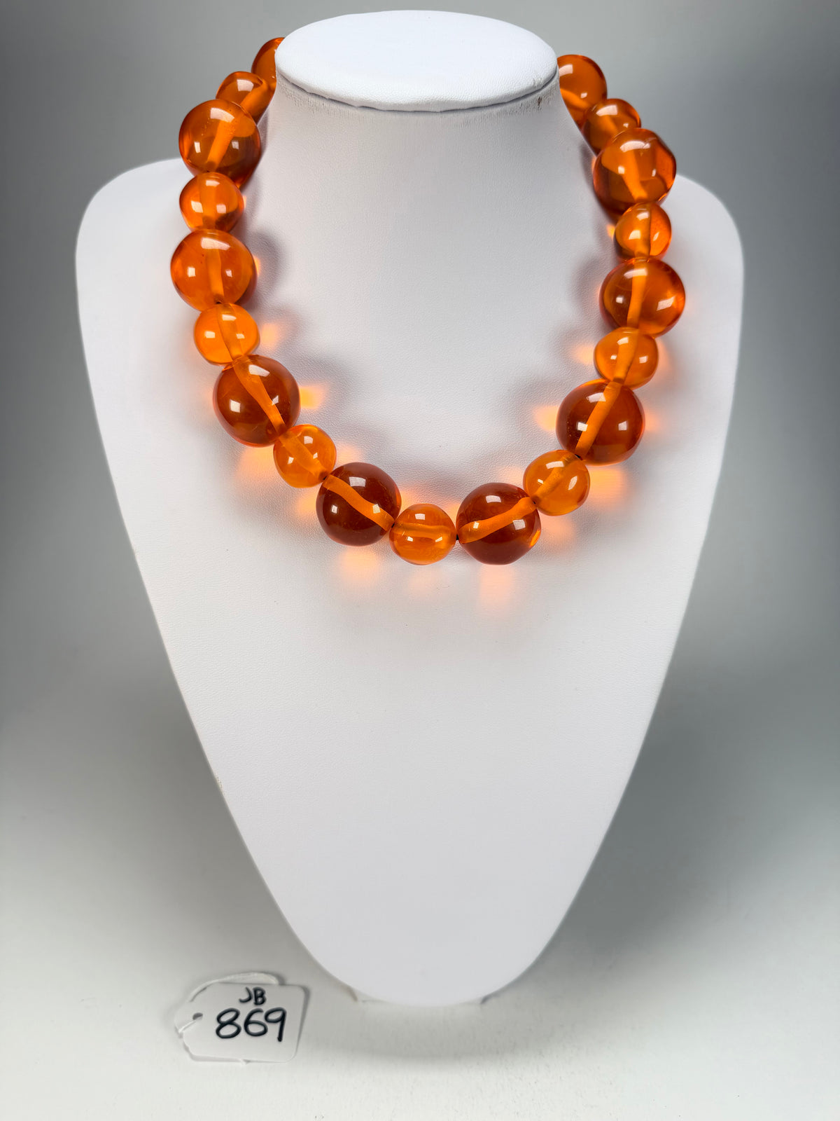 Jackie Brazil "Large Spheres" Transparent Orange Mix Short Abstract Necklace 50cm ( N2692 )