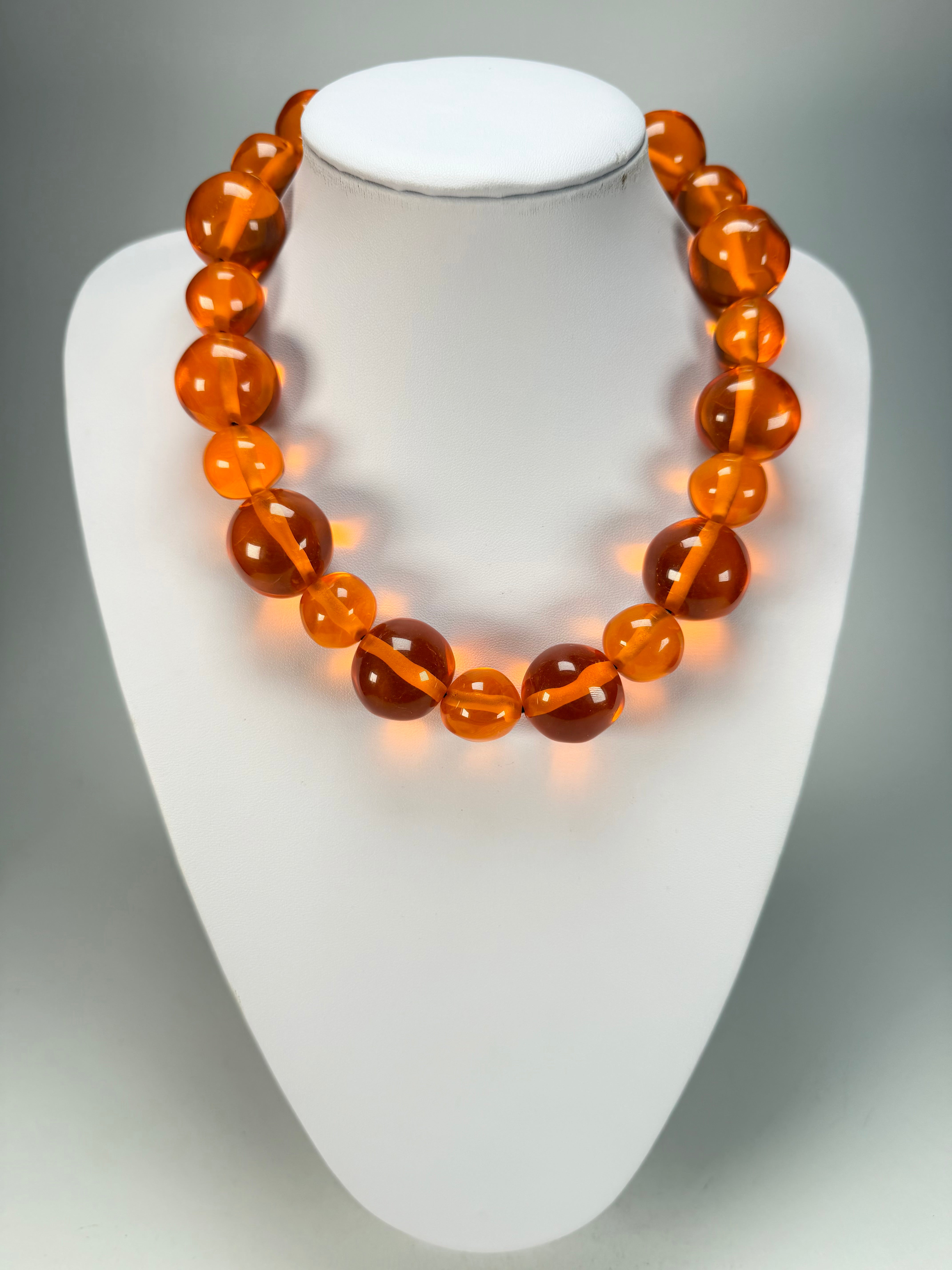 Jackie Brazil "Large Spheres" Transparent Orange Mix Short Abstract Necklace 50cm ( N2692 )