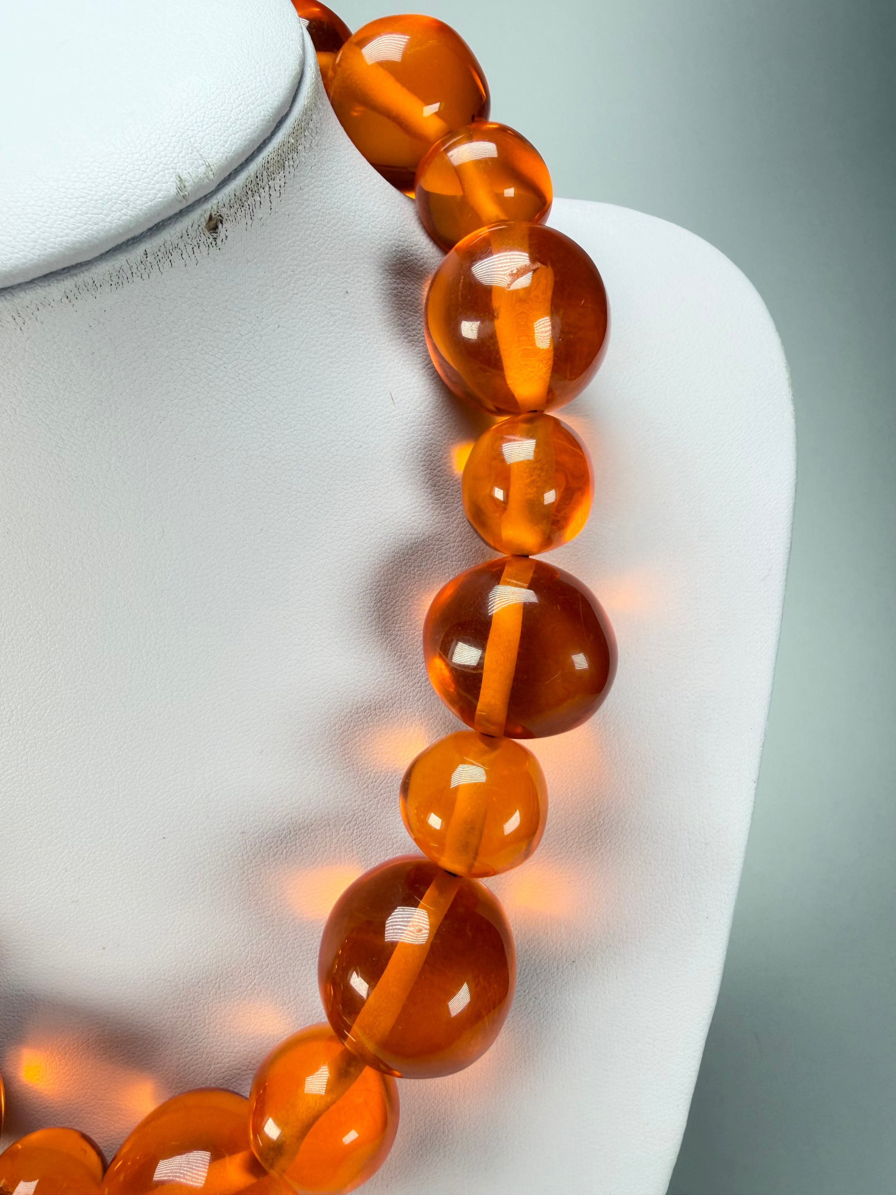 Jackie Brazil "Large Spheres" Transparent Orange Mix Short Abstract Necklace 50cm ( N2692 )