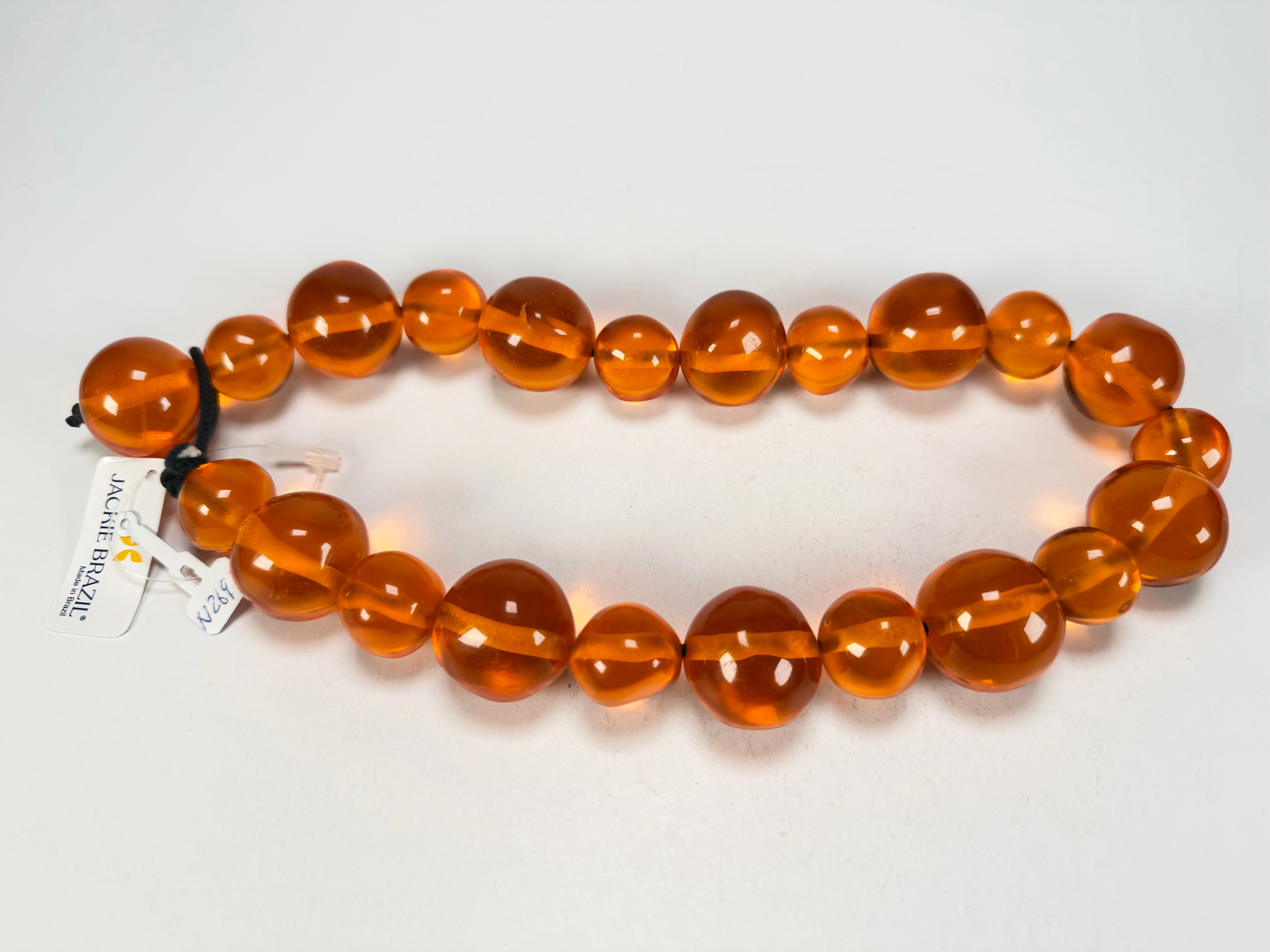 Jackie Brazil "Large Spheres" Transparent Orange Mix Short Abstract Necklace 50cm ( N2692 )