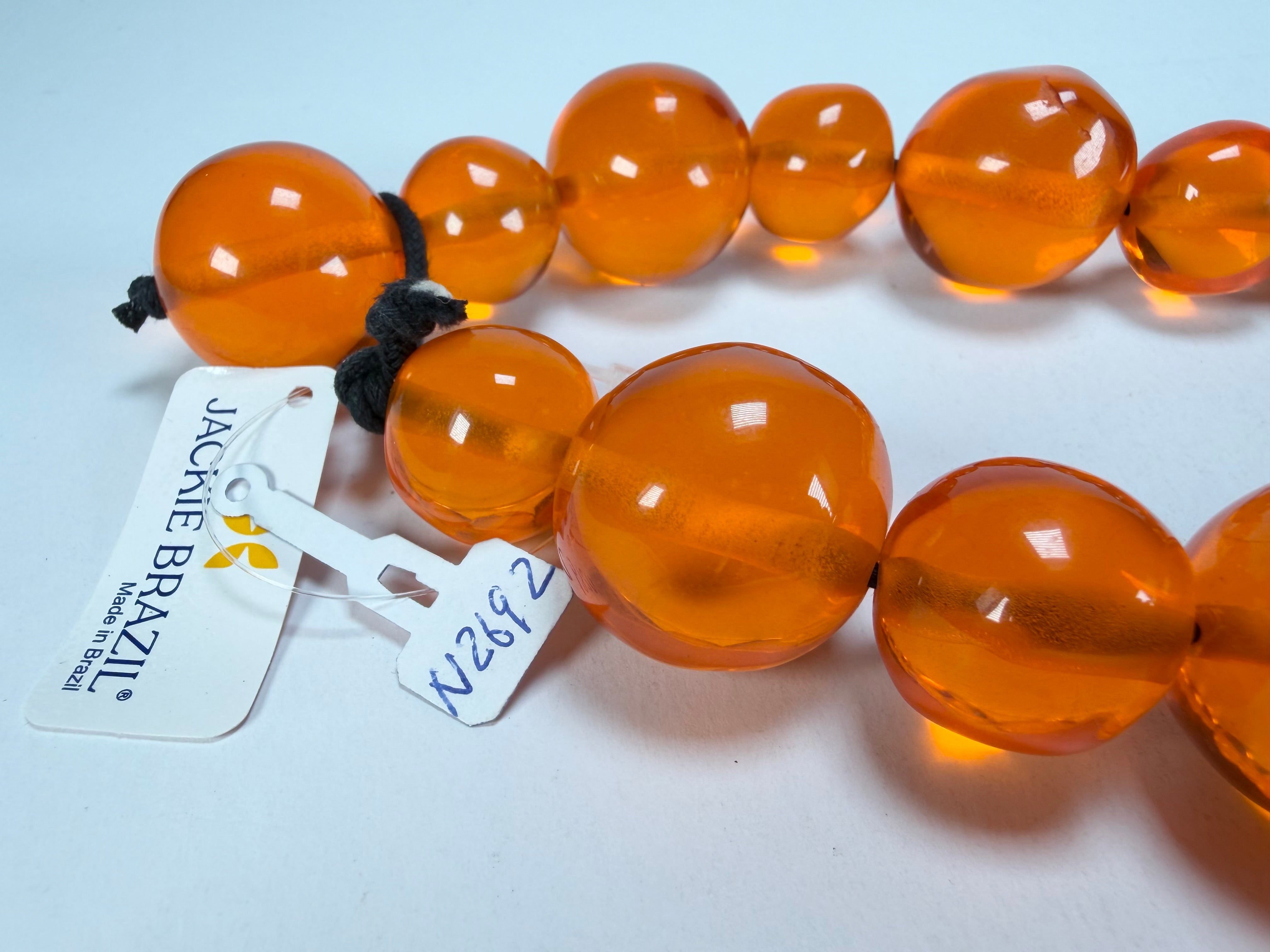 Jackie Brazil "Large Spheres" Transparent Orange Mix Short Abstract Necklace 50cm ( N2692 )