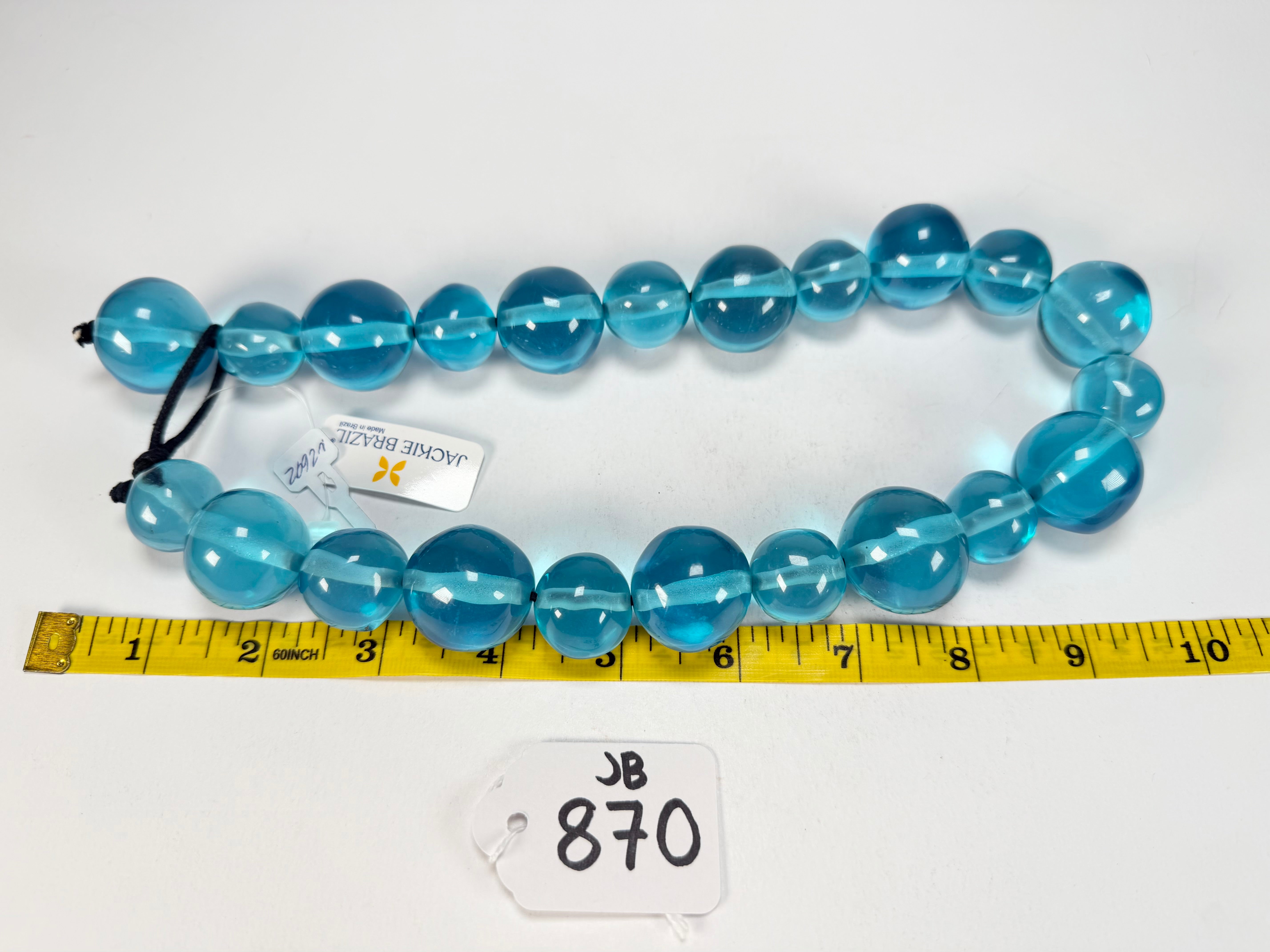 Jackie Brazil "Large Spheres" Transparent Blue Mix Short Abstract Necklace 50cm ( N2692 )