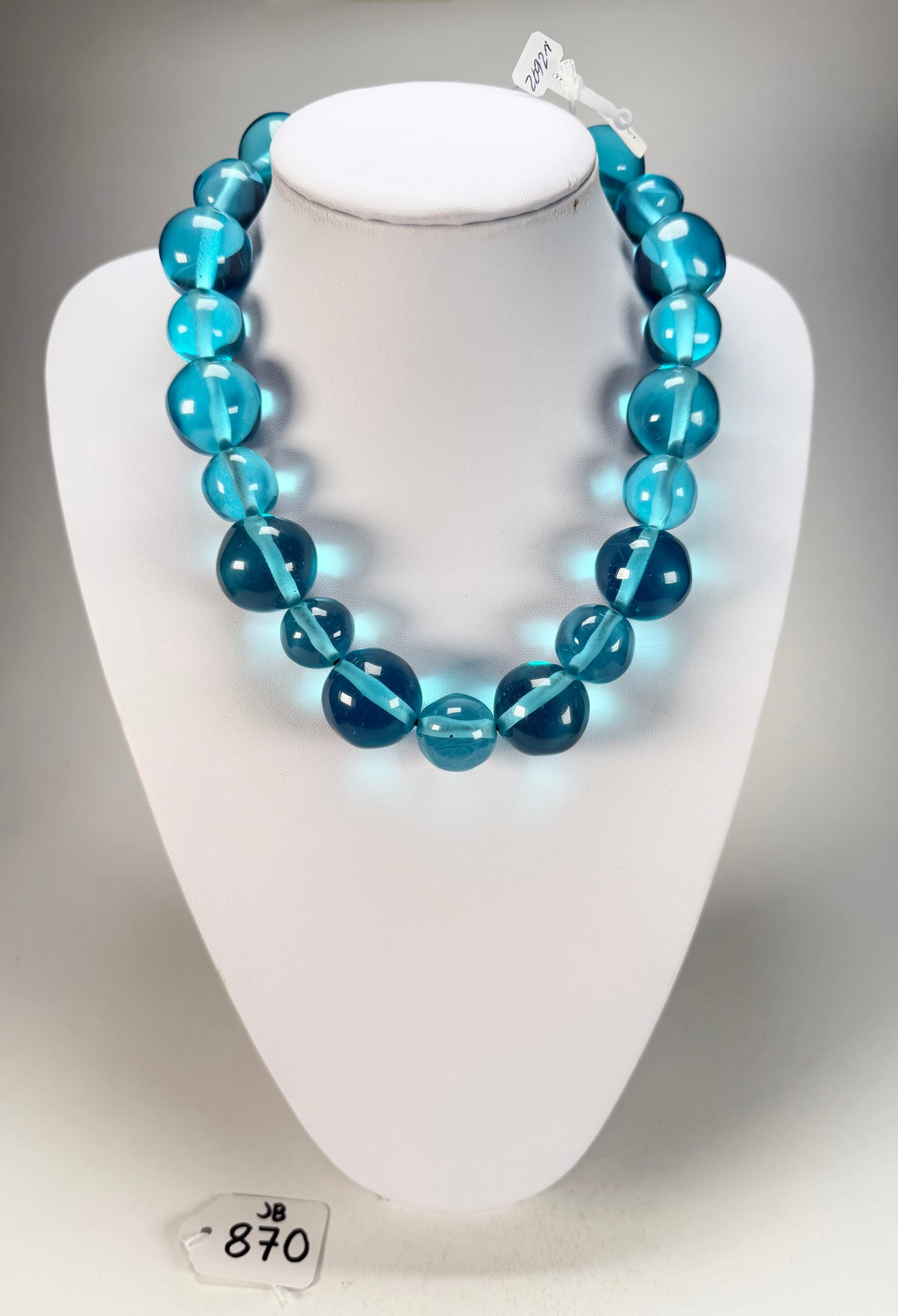 Jackie Brazil "Large Spheres" Transparent Blue Mix Short Abstract Necklace 50cm ( N2692 )