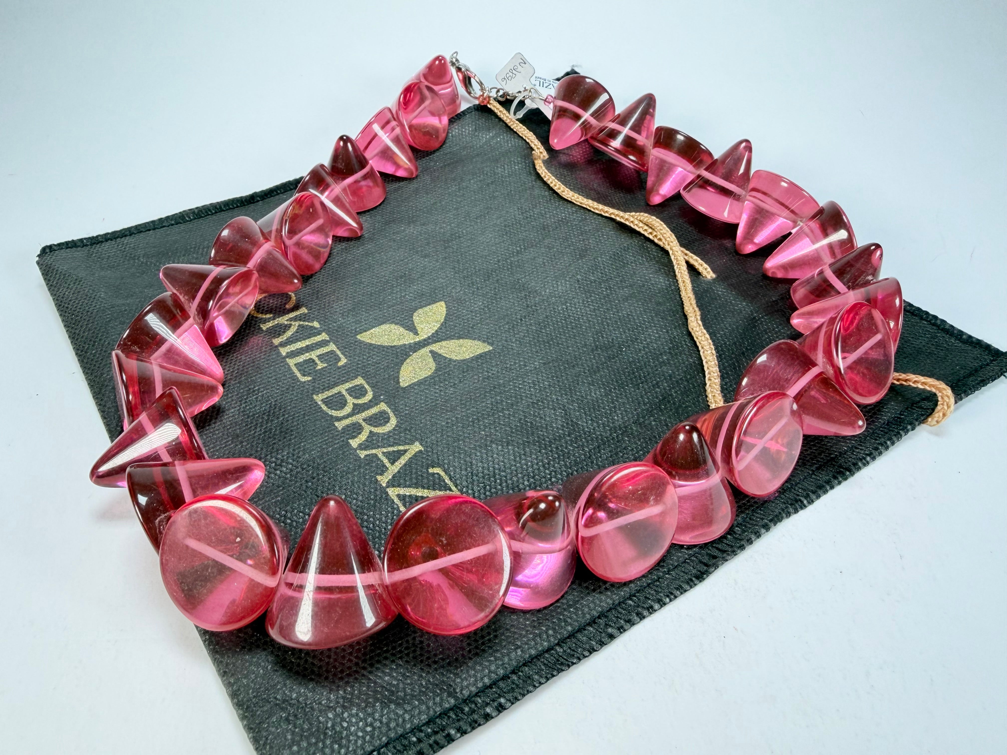 Jackie Brazil "KL Kones" Transparent Pink Mix Large Cones Necklace ( N2896 )