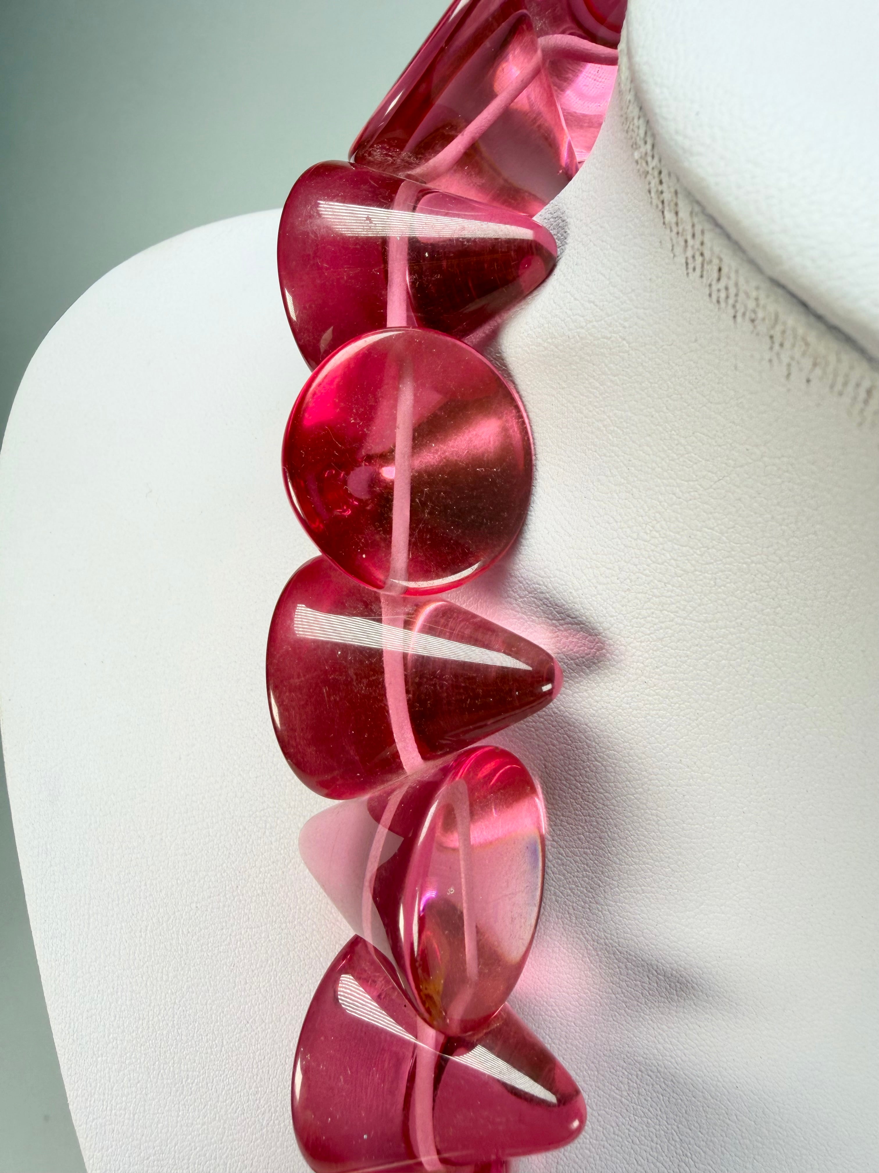Jackie Brazil "KL Kones" Transparent Pink Mix Large Cones Necklace ( N2896 )