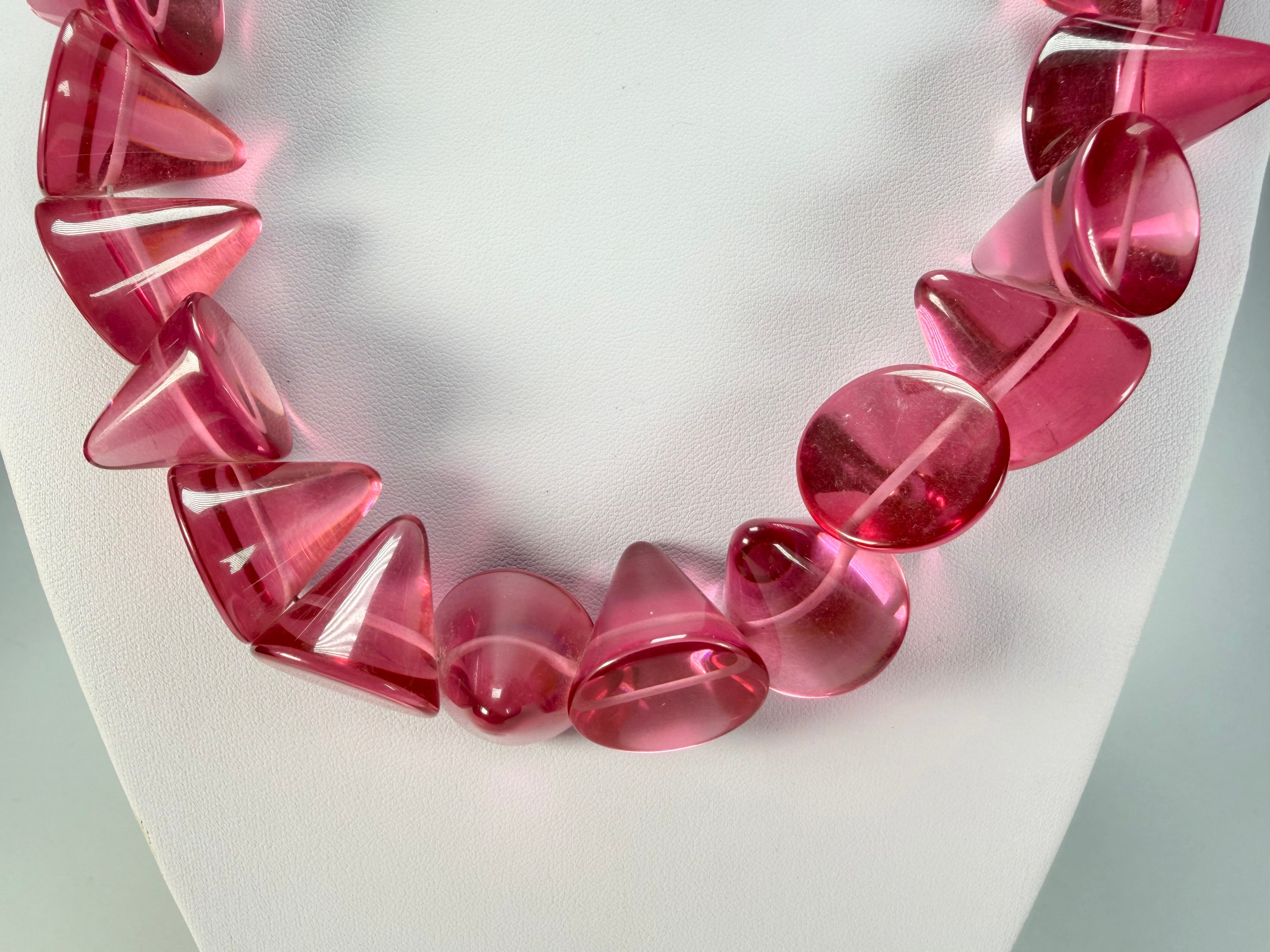 Jackie Brazil "KL Kones" Transparent Pink Mix Large Cones Necklace ( N2896 )