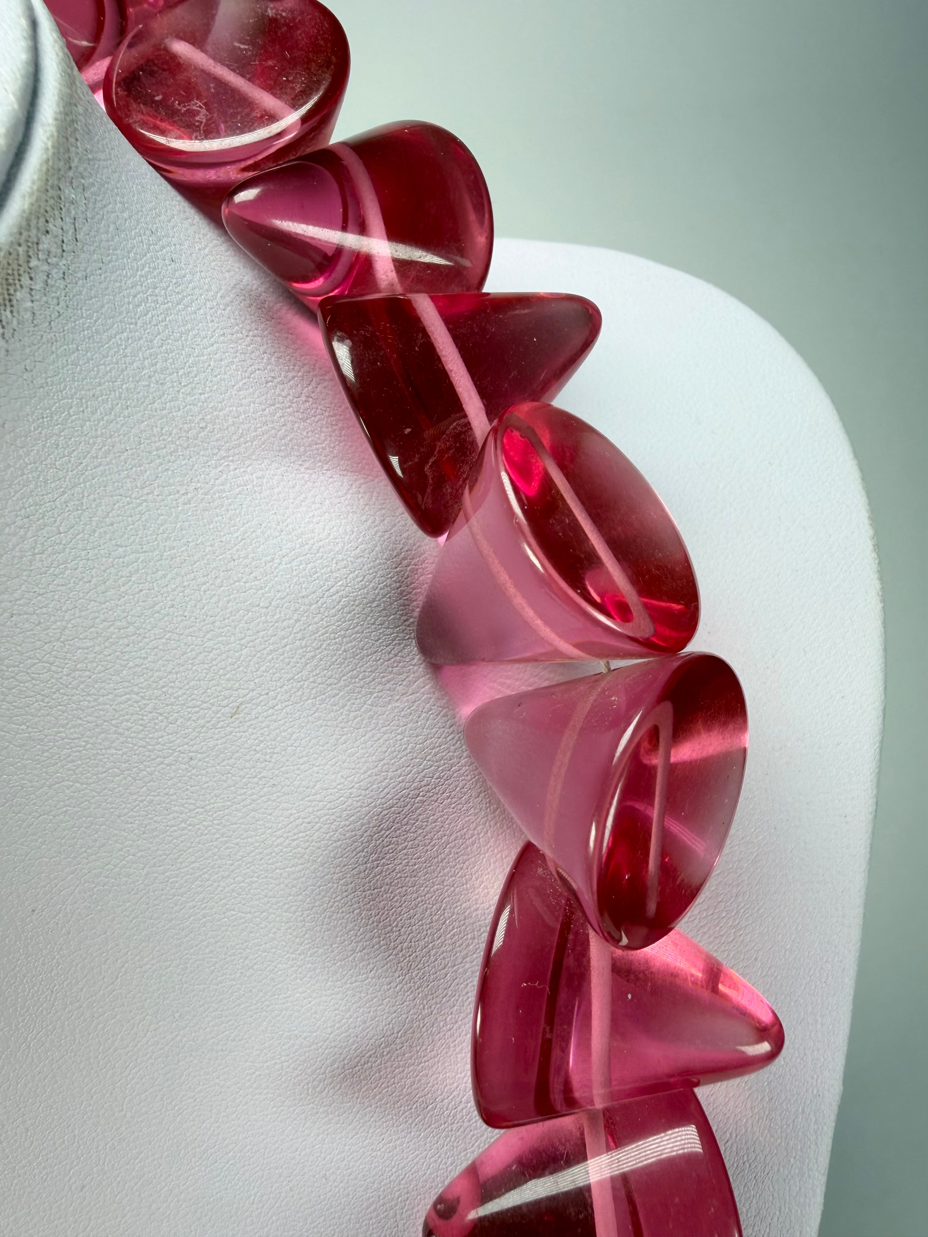 Jackie Brazil "KL Kones" Transparent Pink Mix Large Cones Necklace ( N2896 )