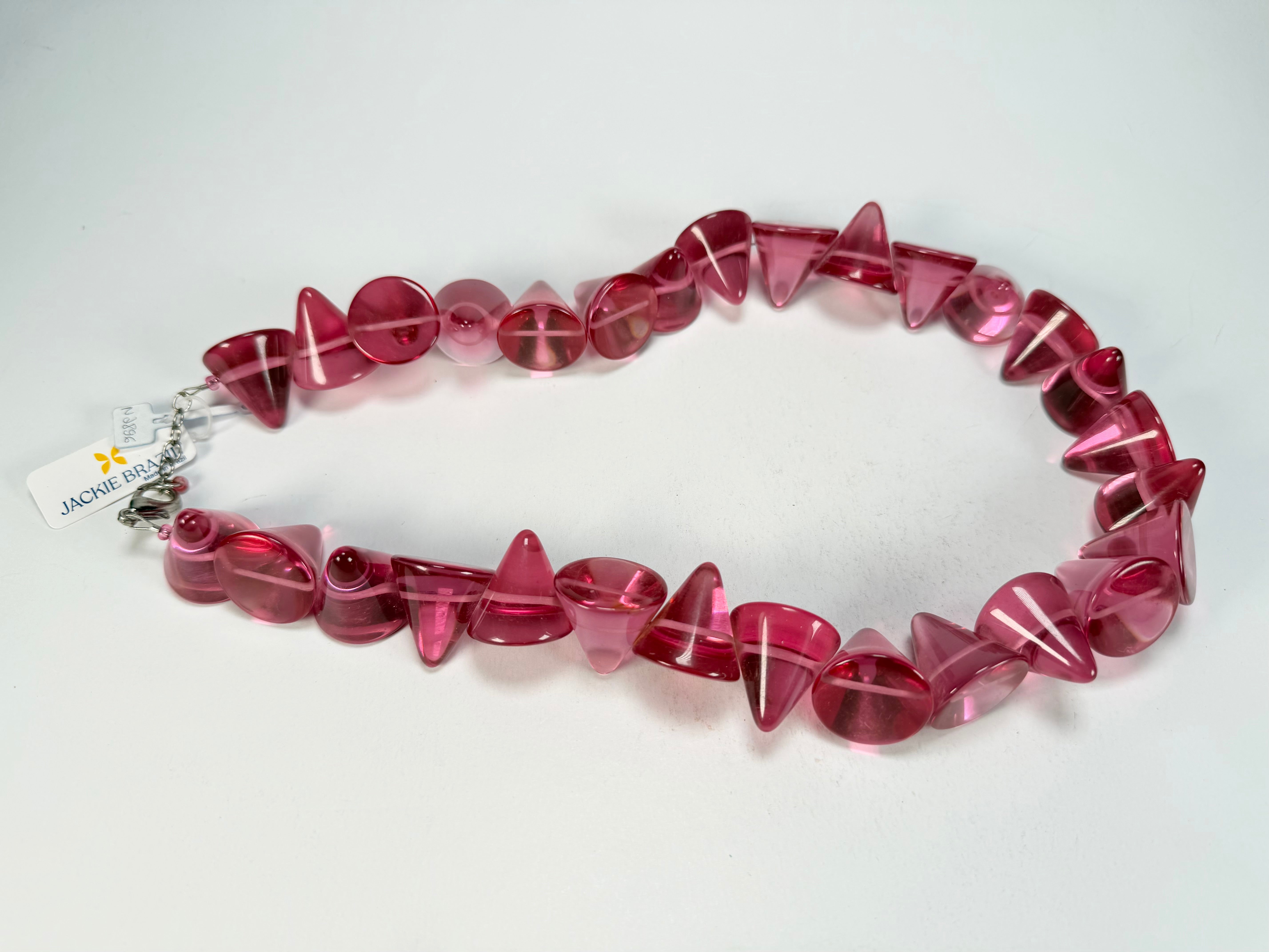 Jackie Brazil "KL Kones" Transparent Pink Mix Large Cones Necklace ( N2896 )