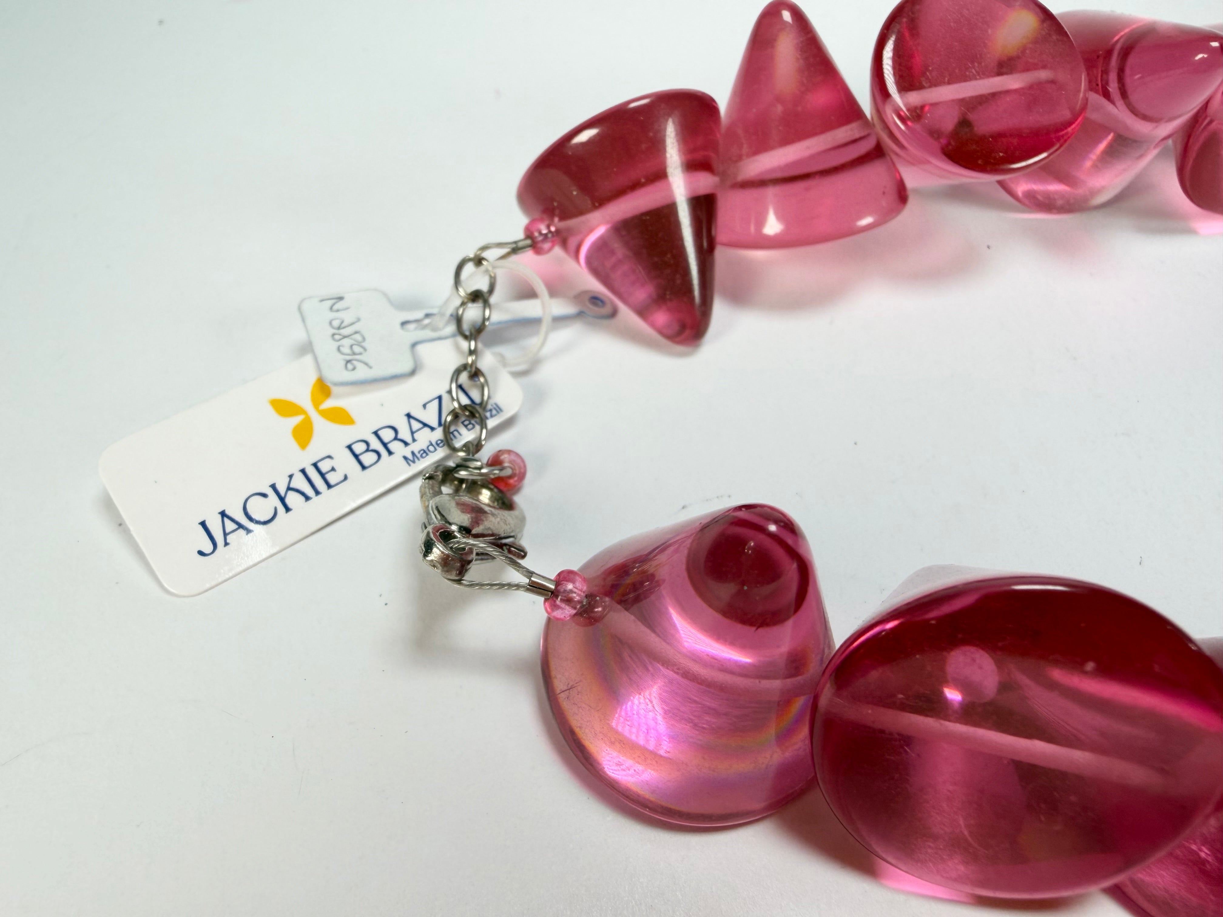 Jackie Brazil "KL Kones" Transparent Pink Mix Large Cones Necklace ( N2896 )