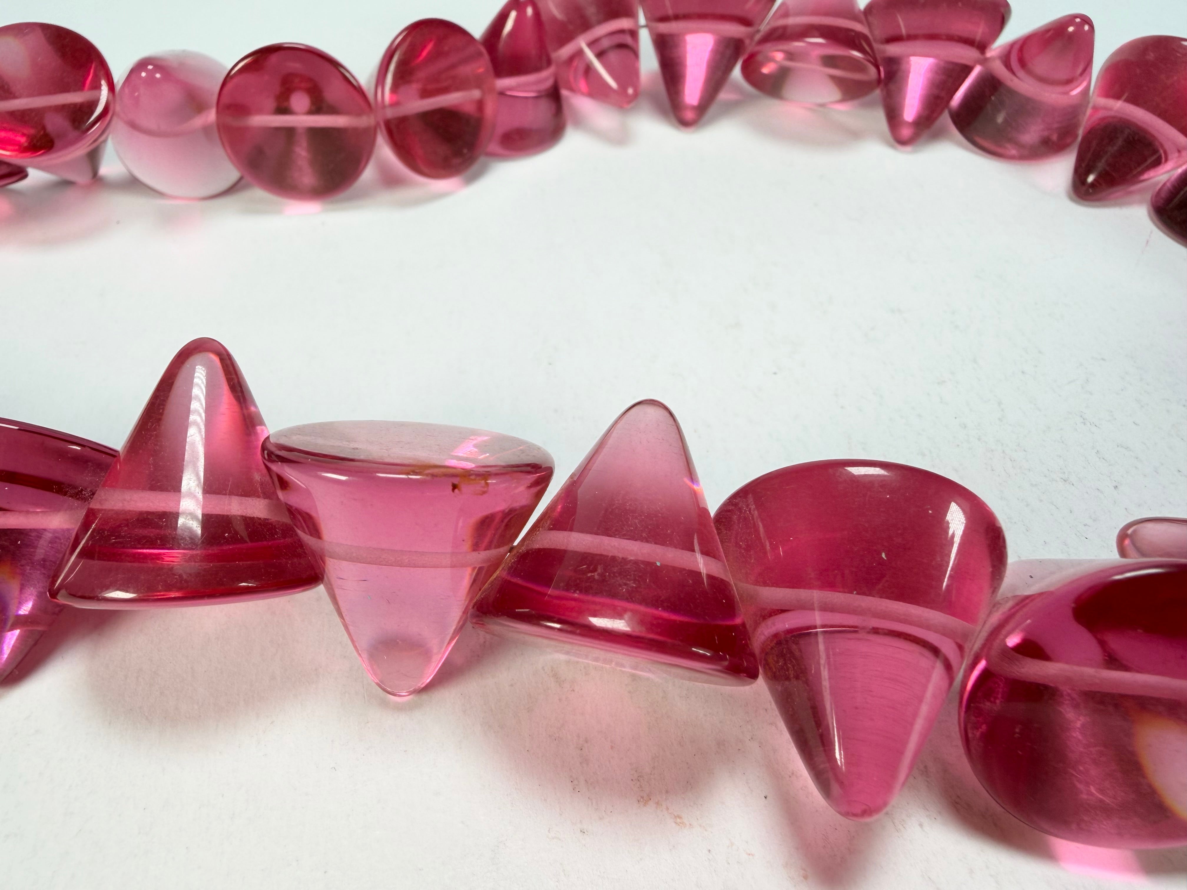 Jackie Brazil "KL Kones" Transparent Pink Mix Large Cones Necklace ( N2896 )