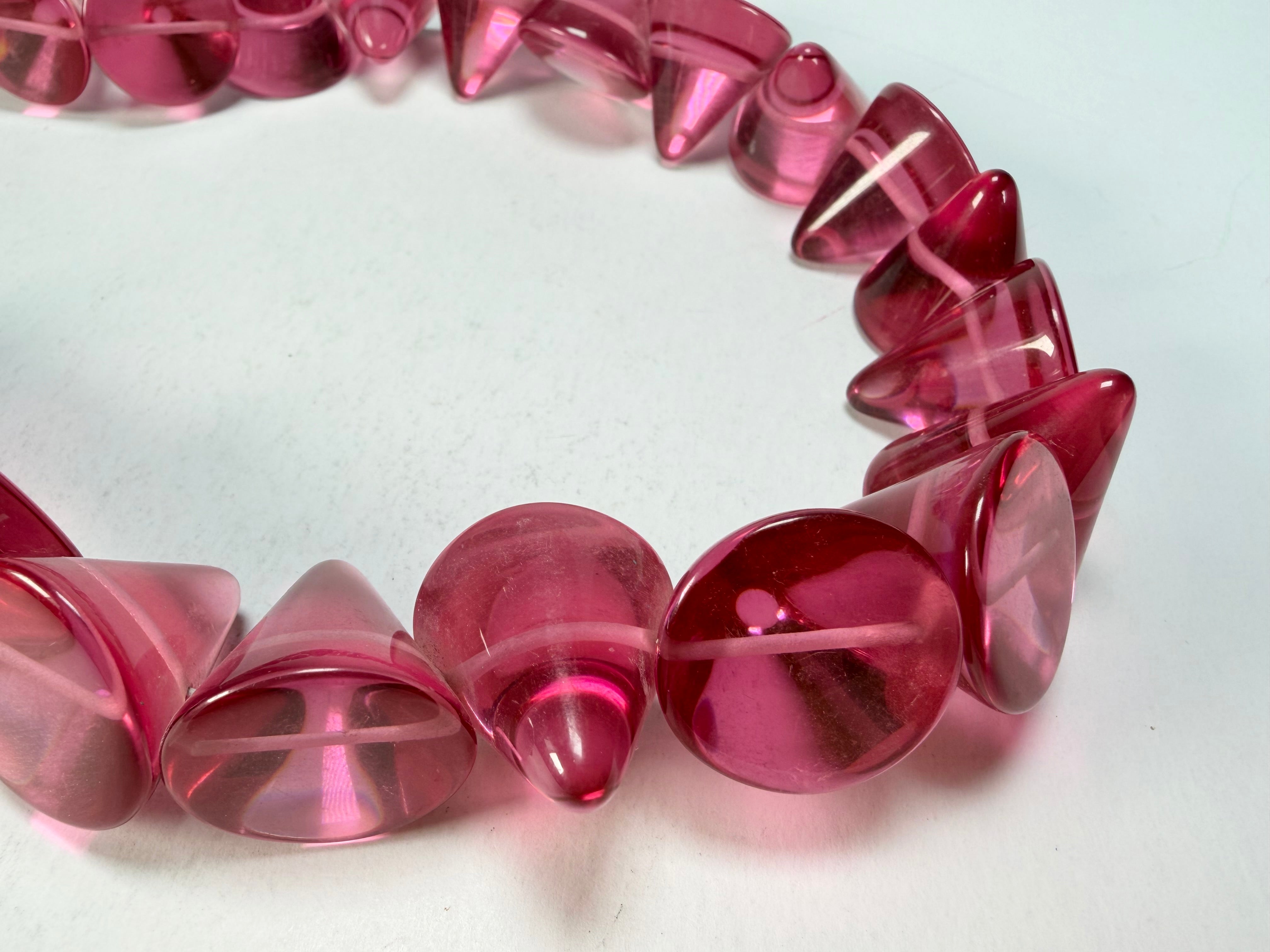 Jackie Brazil "KL Kones" Transparent Pink Mix Large Cones Necklace ( N2896 )