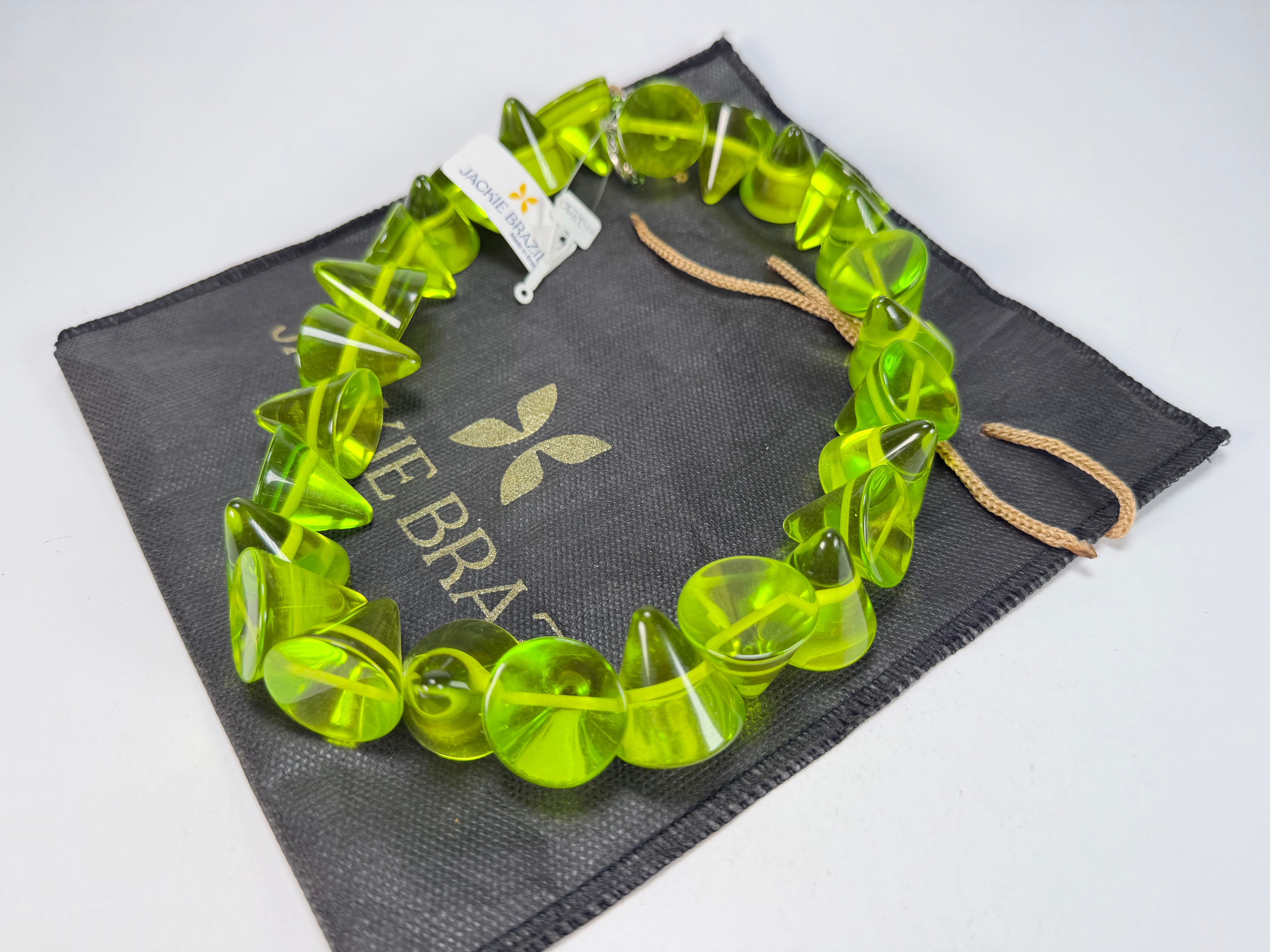 Jackie Brazil "KL Kones" Transparent Green Mix Large Cones Necklace ( N2896 )